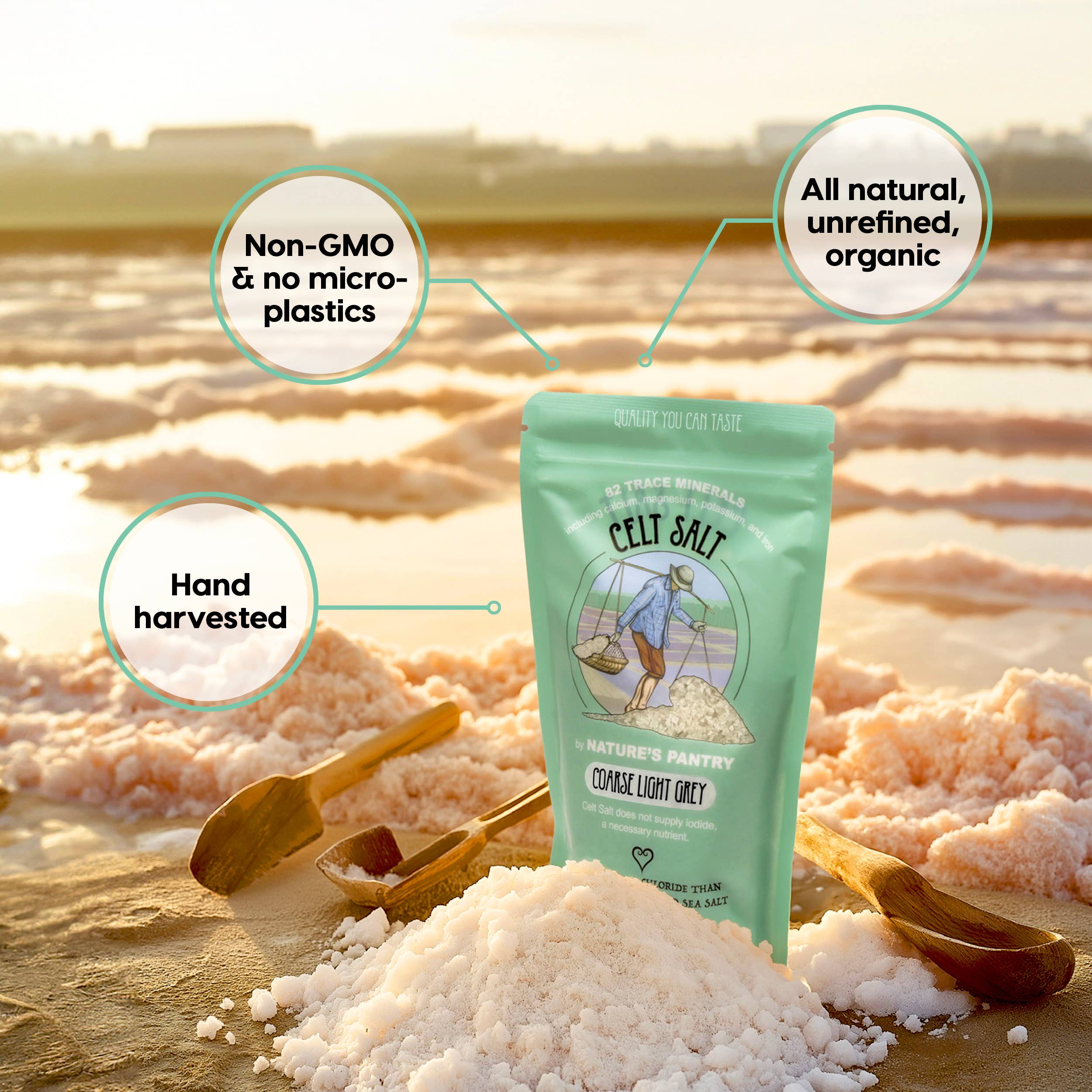 Celtic Sea Salt, Coarse Light Grey- 1 lb(16 oz) Resealable Bag