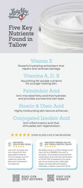 Vanilla Whipped Tallow Moisturizer | 100% Natural Skincare