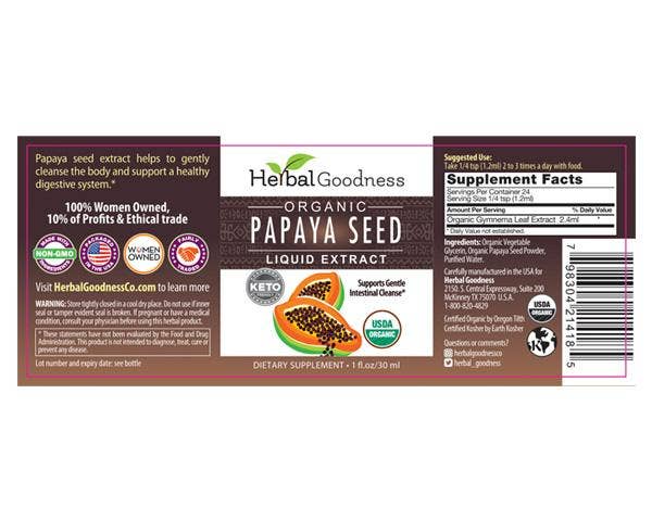 Papaya Seed Extract - Liquid 1oz -  Detox, Kidney & Digestion - Herbal Goodness