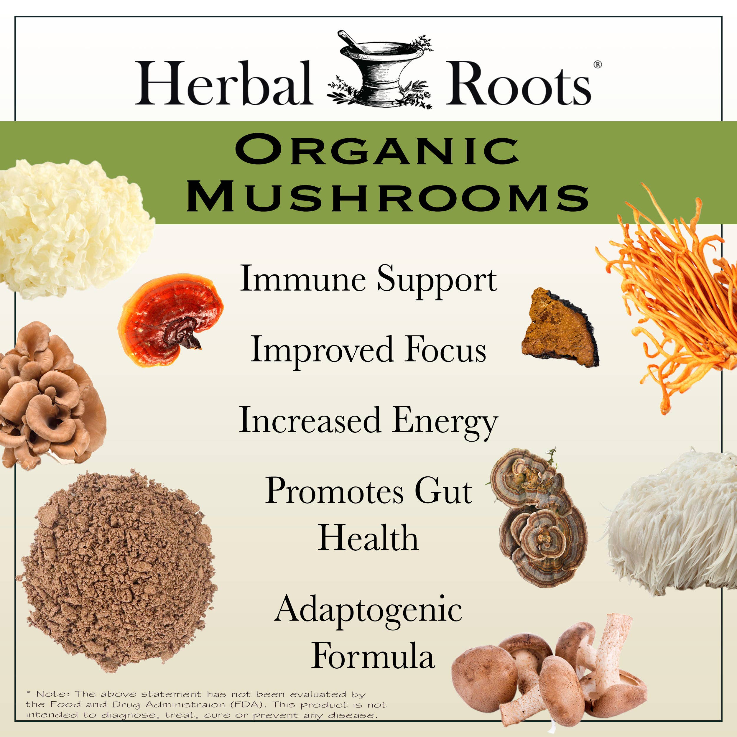 Herbal Roots Organic Mushroom Blend Capsules