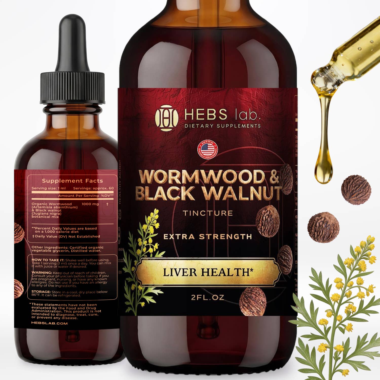 Wormwood & Black Walnut Liquid Extract – Liver Health 