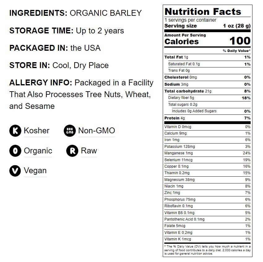 Organic Hulled Barley – Non-GMO, 100% Whole Grain, Kosher