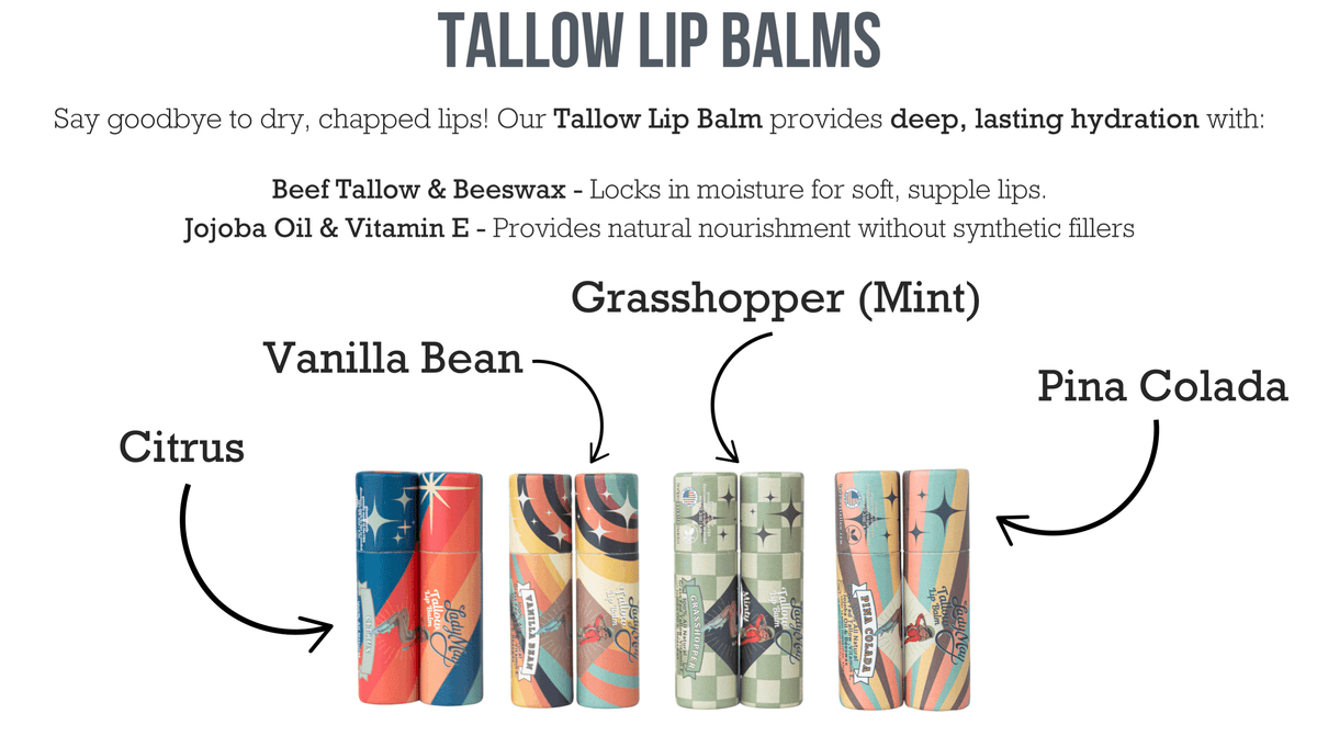 Lady May Tallow Lip Balm – Natural, Hydrating, Long-Lasting (Multiple Flavors)