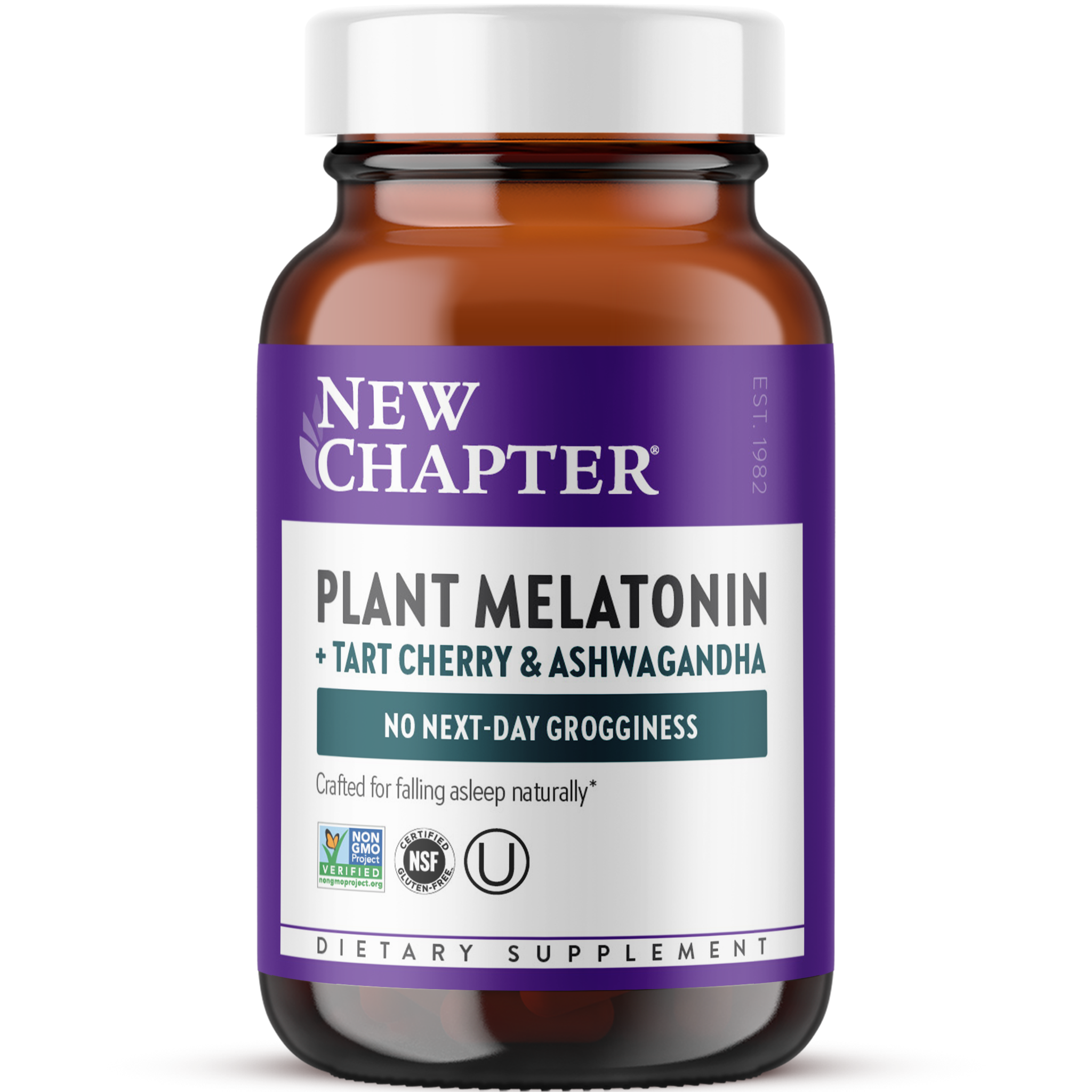 Plant Melatonin + Tart Cherry & Ashwagandha, 30 Vegan Tablet