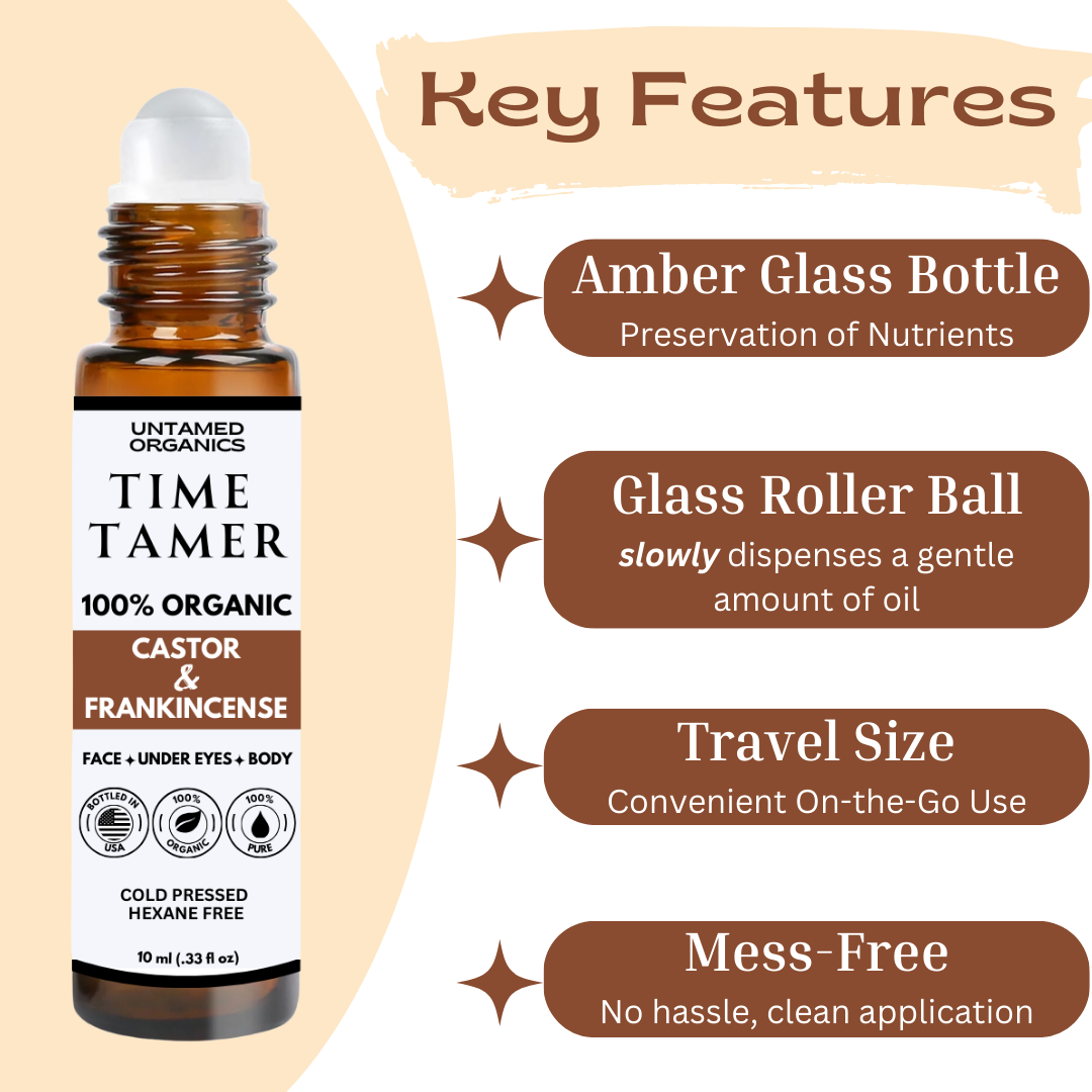 Organic Castor & Frankincense Oil Roller 10 mL Glass Bottle