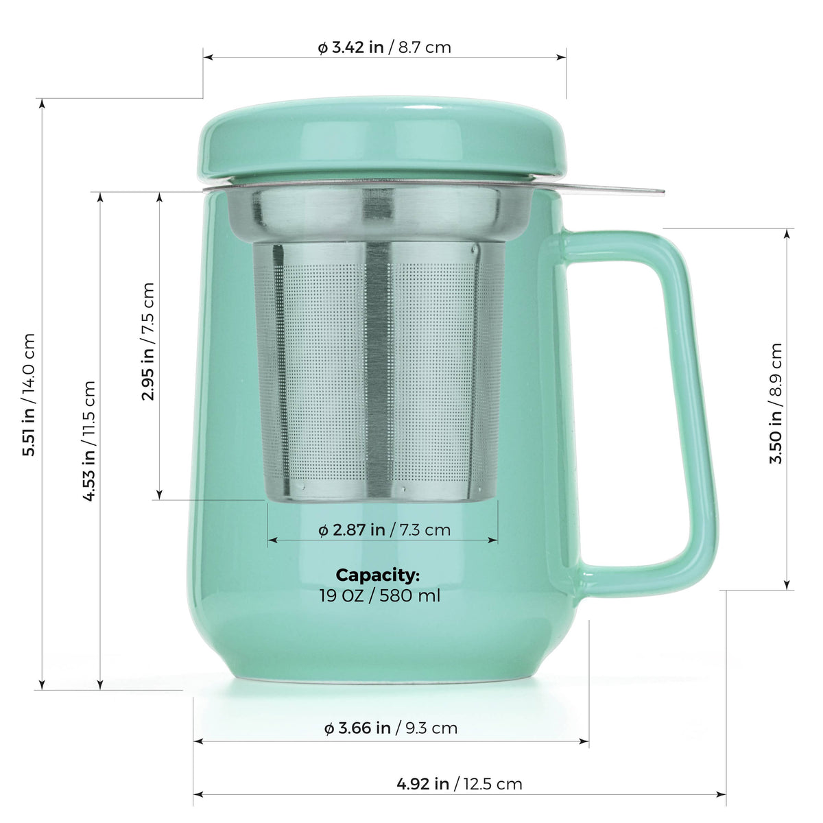 Peak Porcelain Ceramic Mug With Metal Infuser 19oz