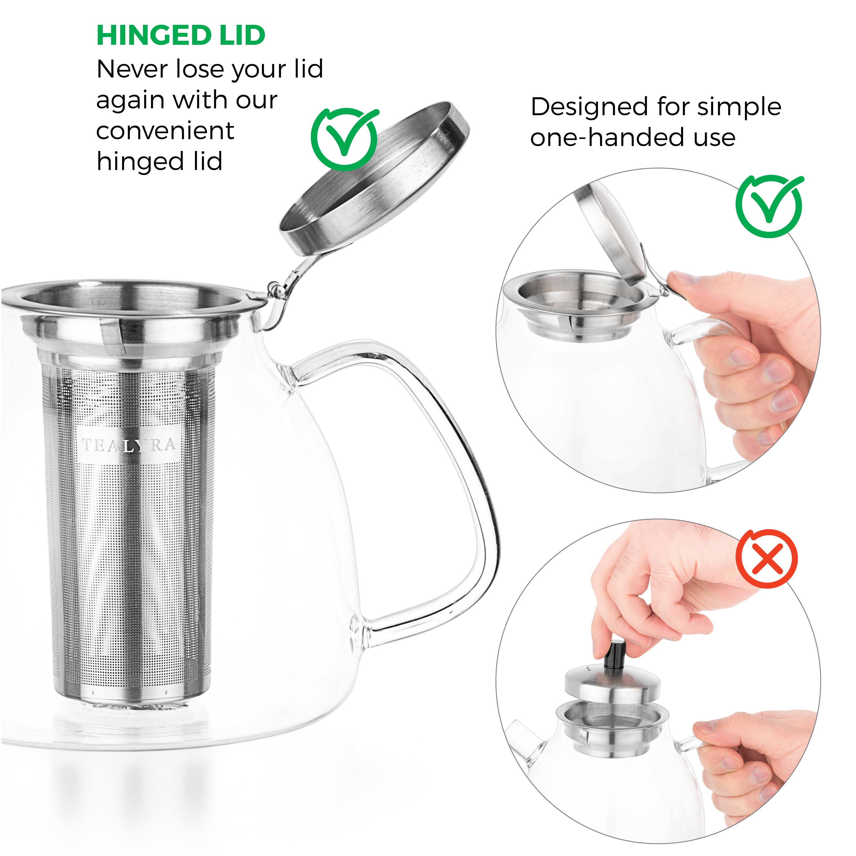 Lyra Glass Teapot Kettle 37 oz Stove Top Safe