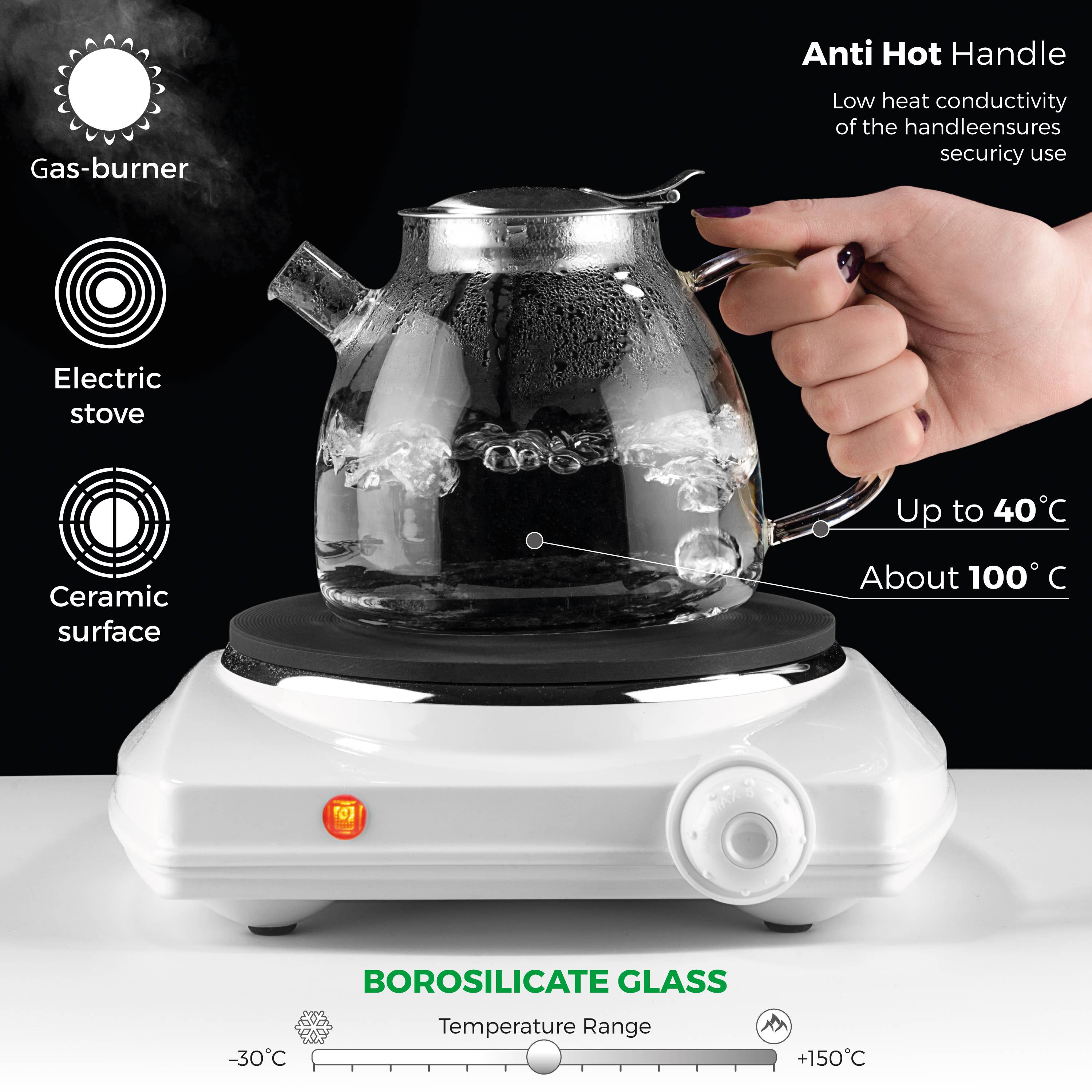 Lyra Glass Teapot Kettle 37 oz Stove Top Safe
