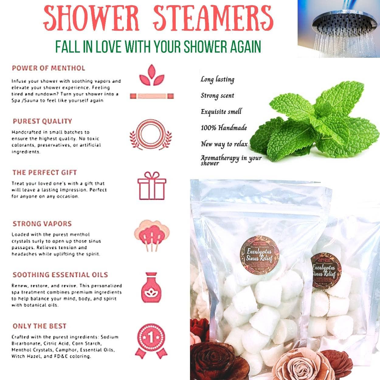 Menthol Shower Steamers | Two Pack | Choice of Scent
