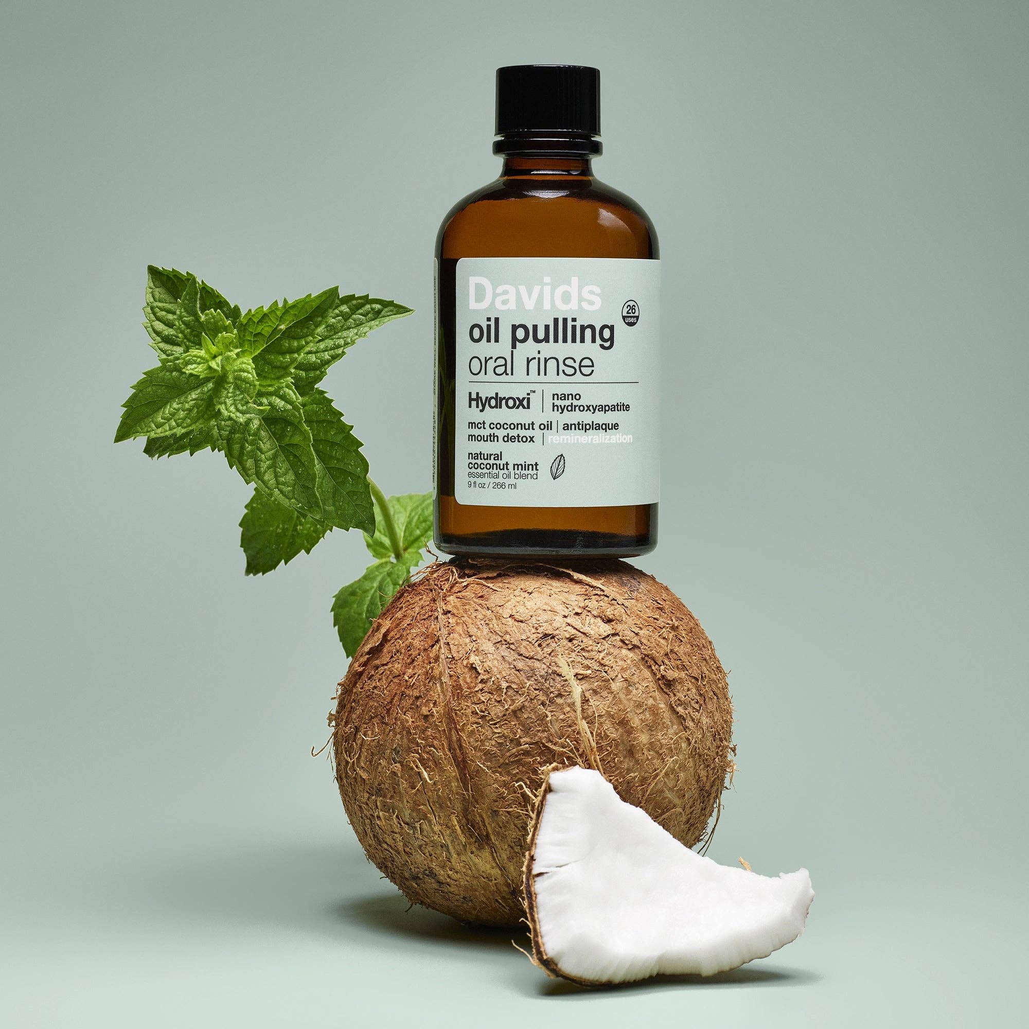 Davids Hydroxi™ oil pulling oral rinse w/ nano hydroxyapatite / 9oz