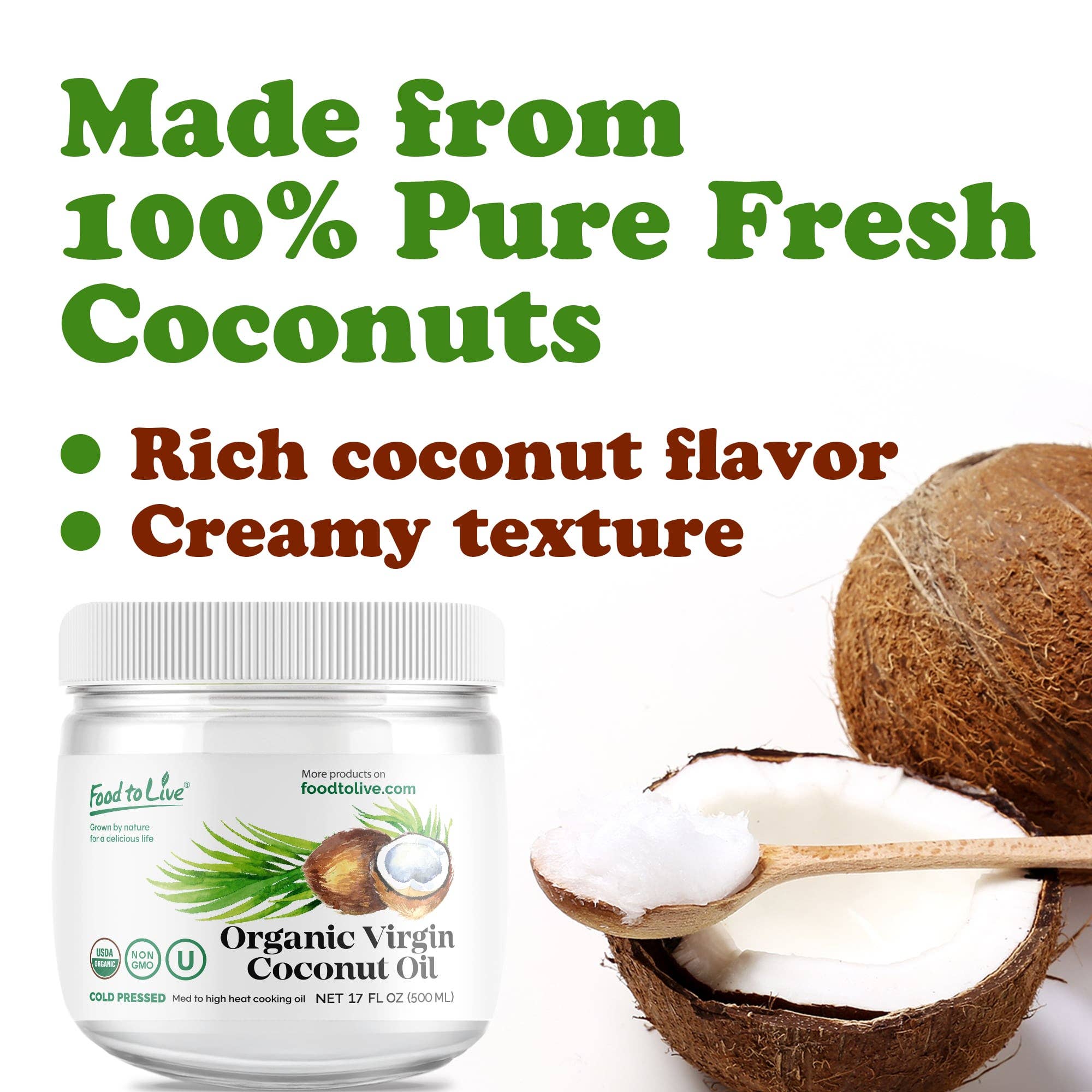 Organic Virgin Coconut Oil, 17 fl oz (500 ml) - Pack of 12