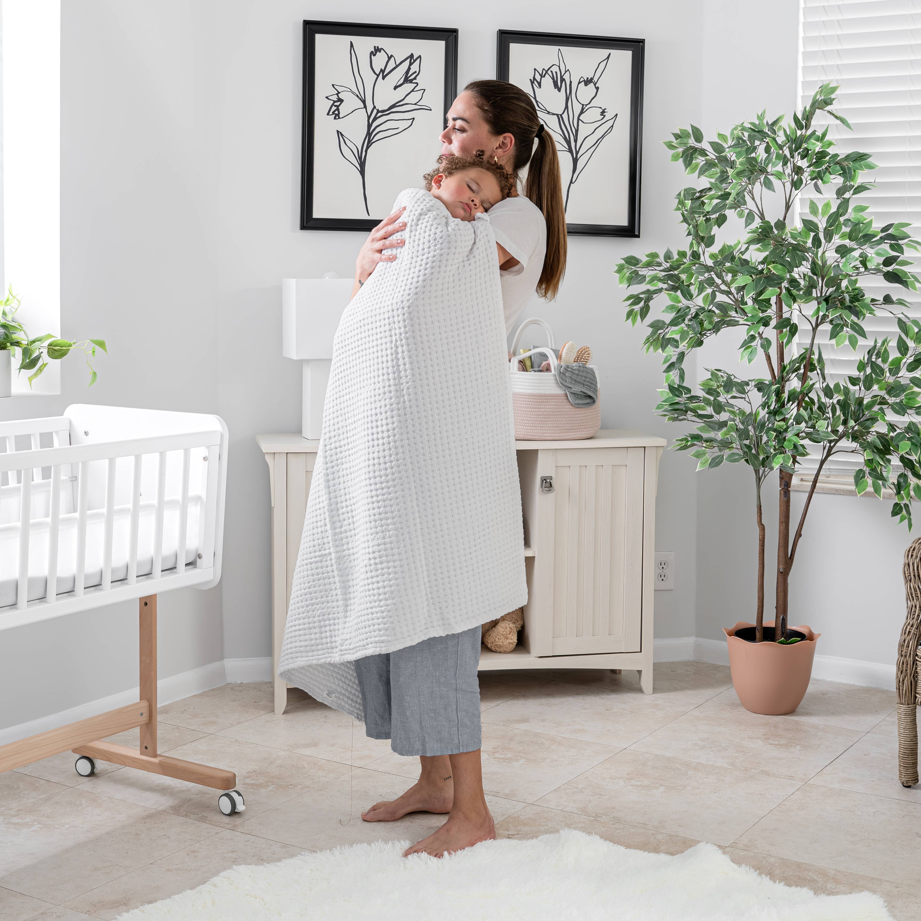 Waffle Baby Blanket, 40" x 40" Swaddle Blanket by Comfy Cubs