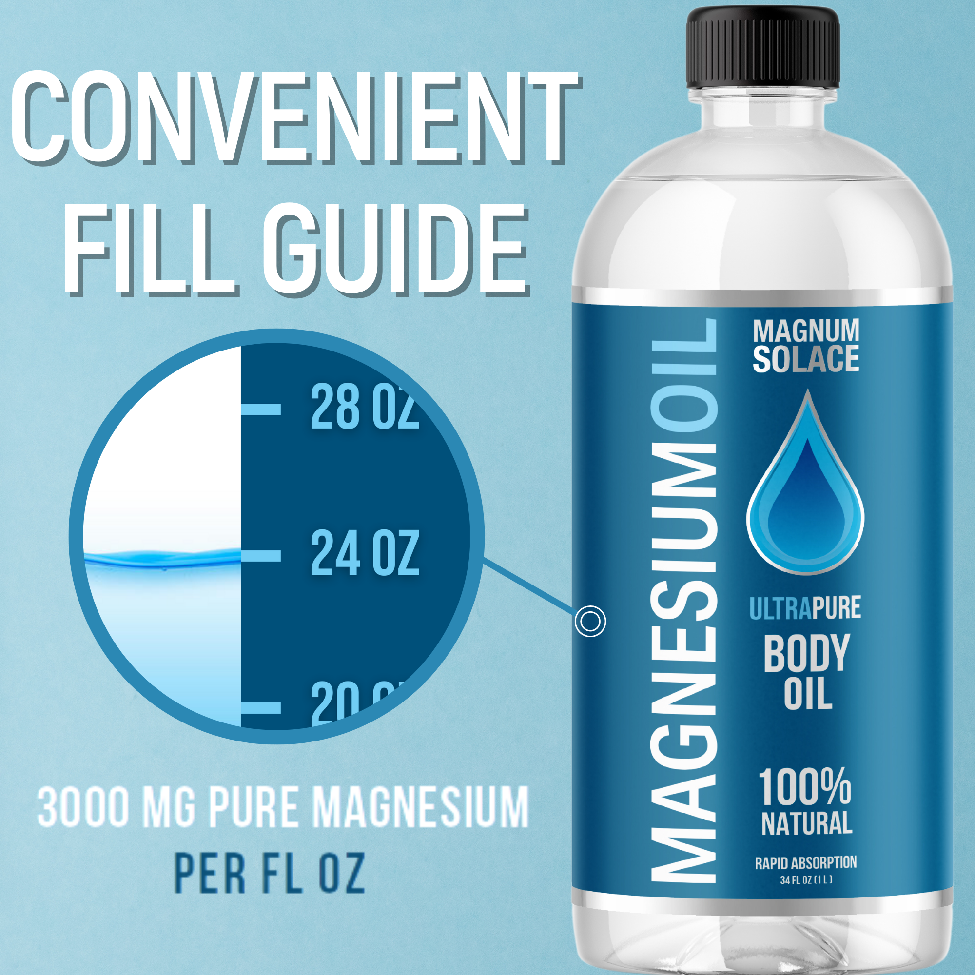 Magnesium Oil for Muscle Recovery & Bath Soak - Large 1 Lite