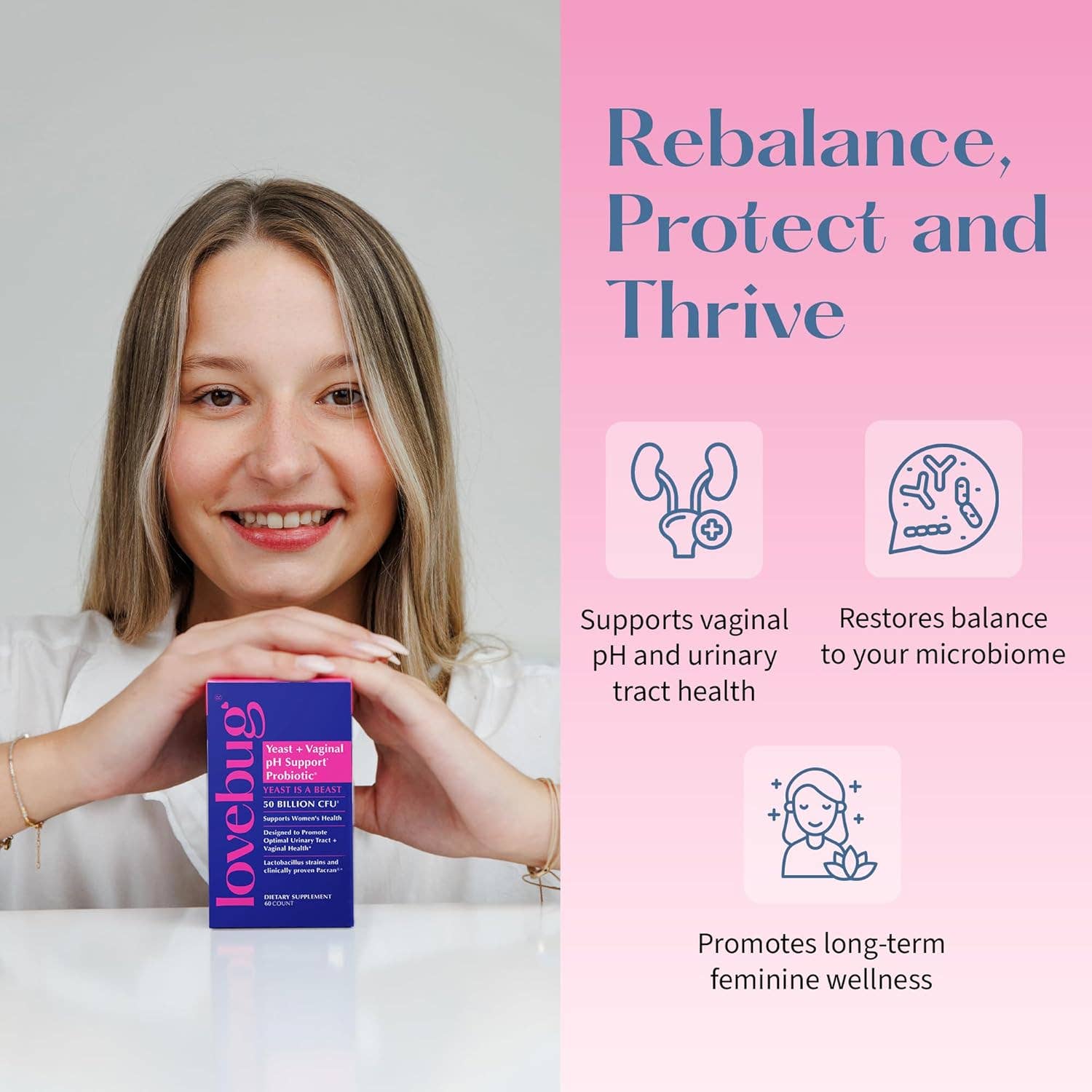 Yeast & Vaginal pH Support Probiotic Oral Supplement