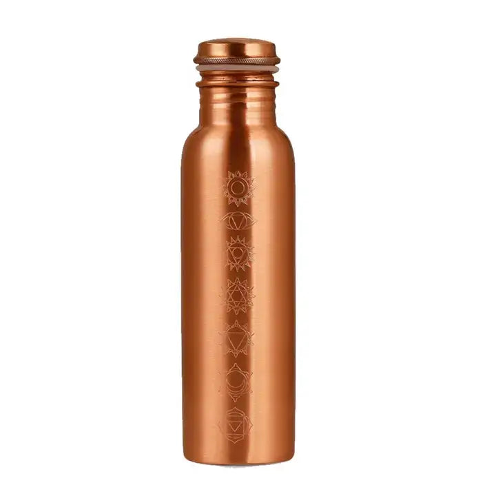 Copper Water Bottle, 7 Chakras Engraved (950ml / 32 oz)