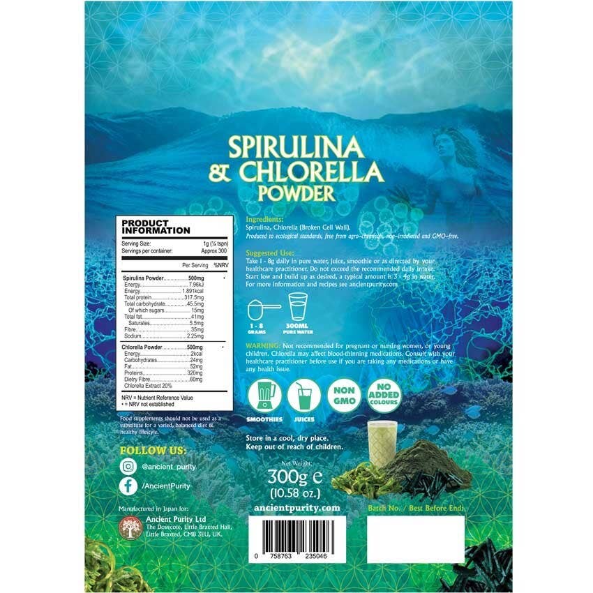 Spirulina & Chlorella Powder - 300g | Clean Japan Origin