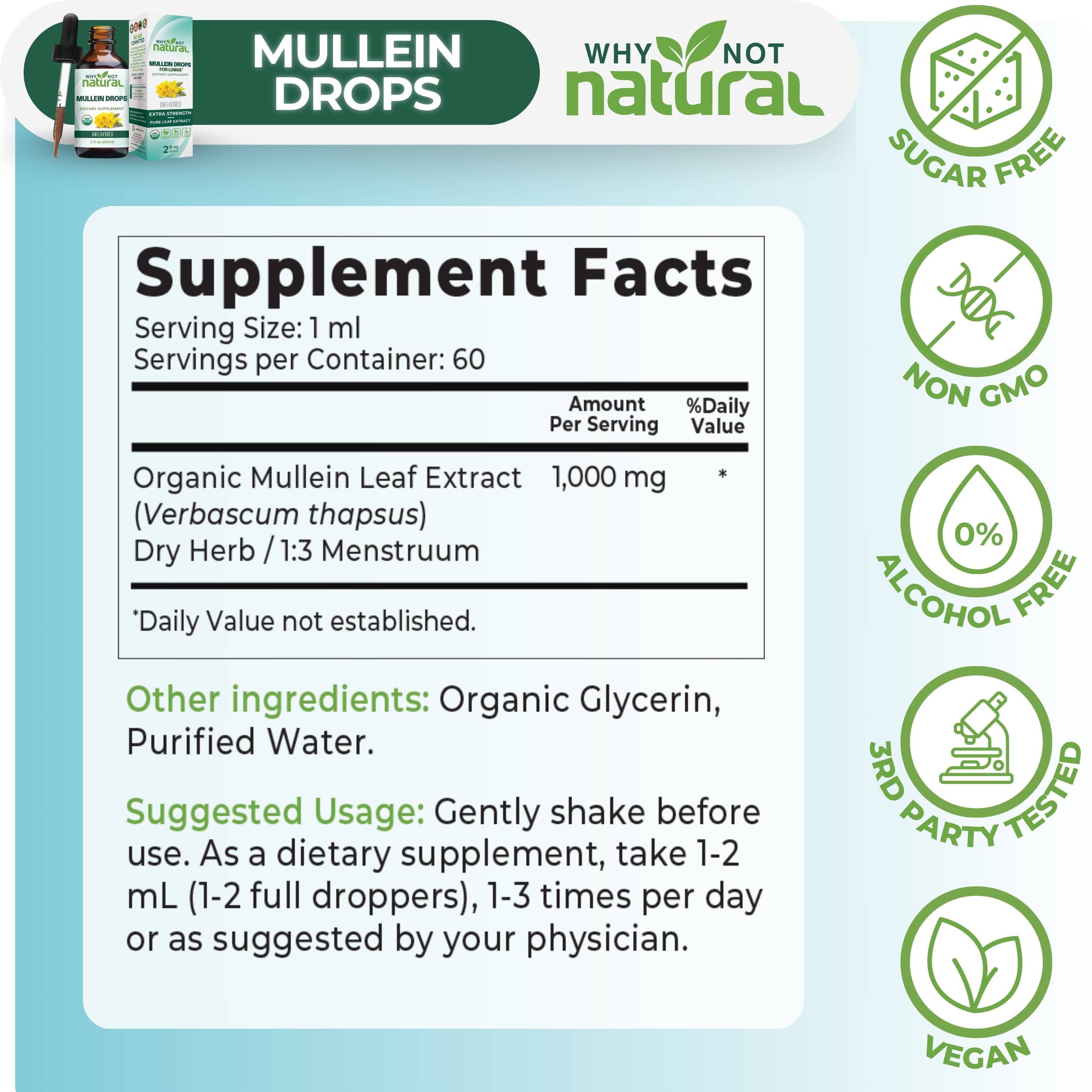 Organic Mullein Drops for Lungs