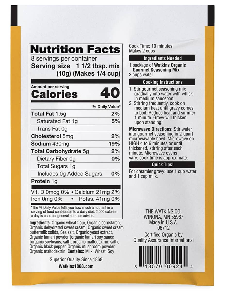 Organic Country Gravy Gourmet Seasoning Mix, 2.82 oz