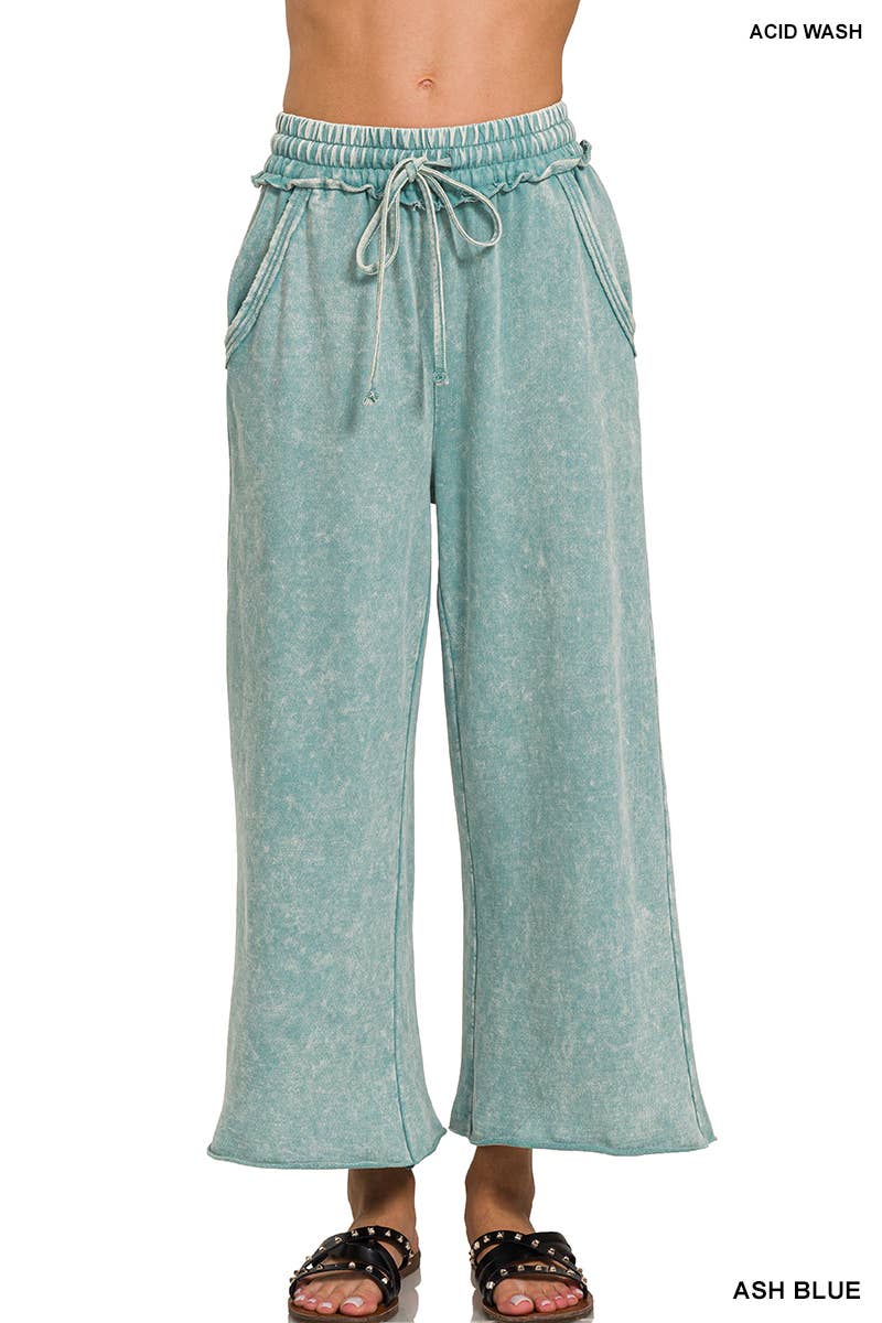 ",._ WASHED FRENCH TERRY PALAZZO WITH POCKETS