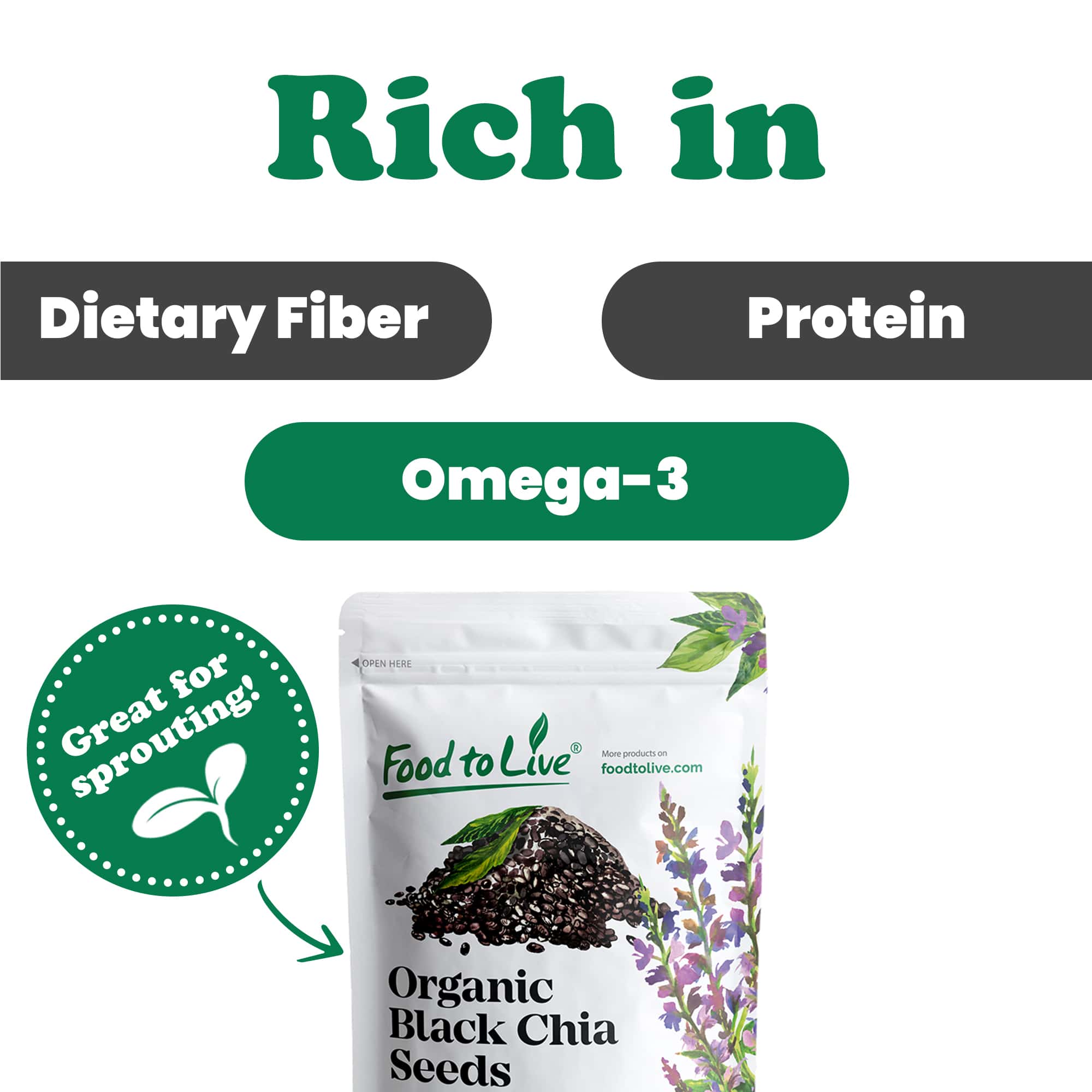 Organic Black Chia Seeds – Sproutable,  Keto, Sirtfood