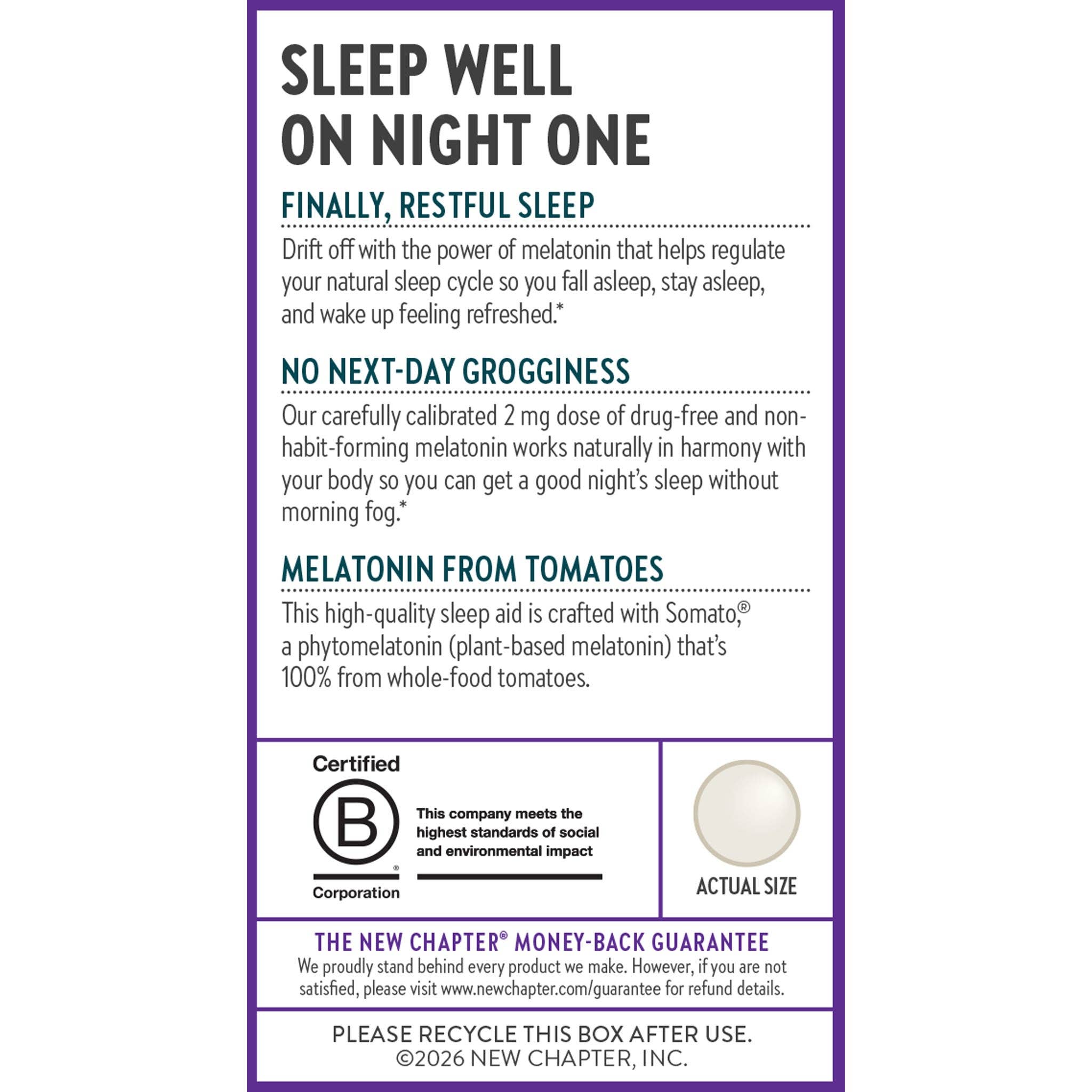 Plant Melatonin + Tart Cherry & Ashwagandha, 30 Vegan Tablet