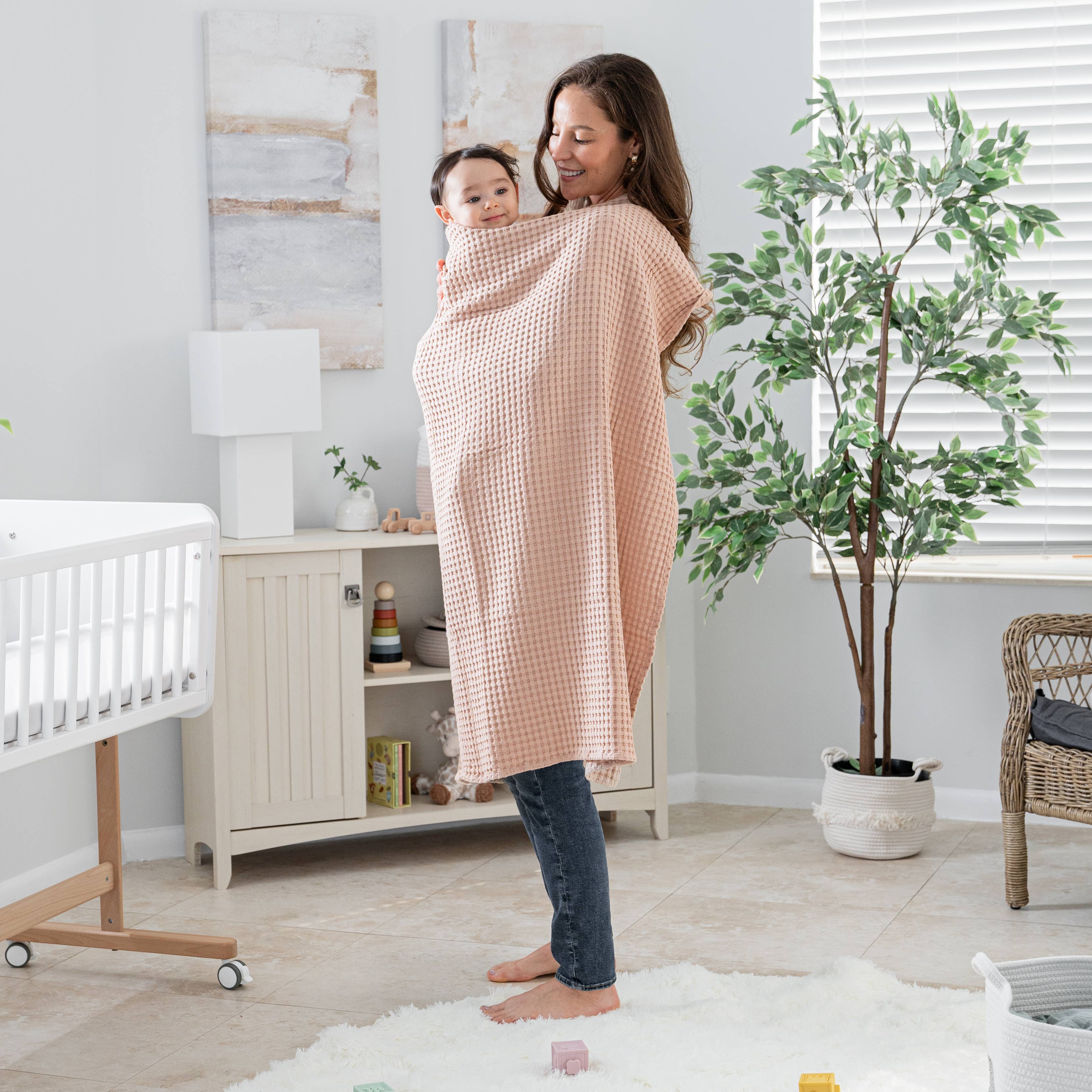 Waffle Baby Blanket, 40" x 40" Swaddle Blanket by Comfy Cubs