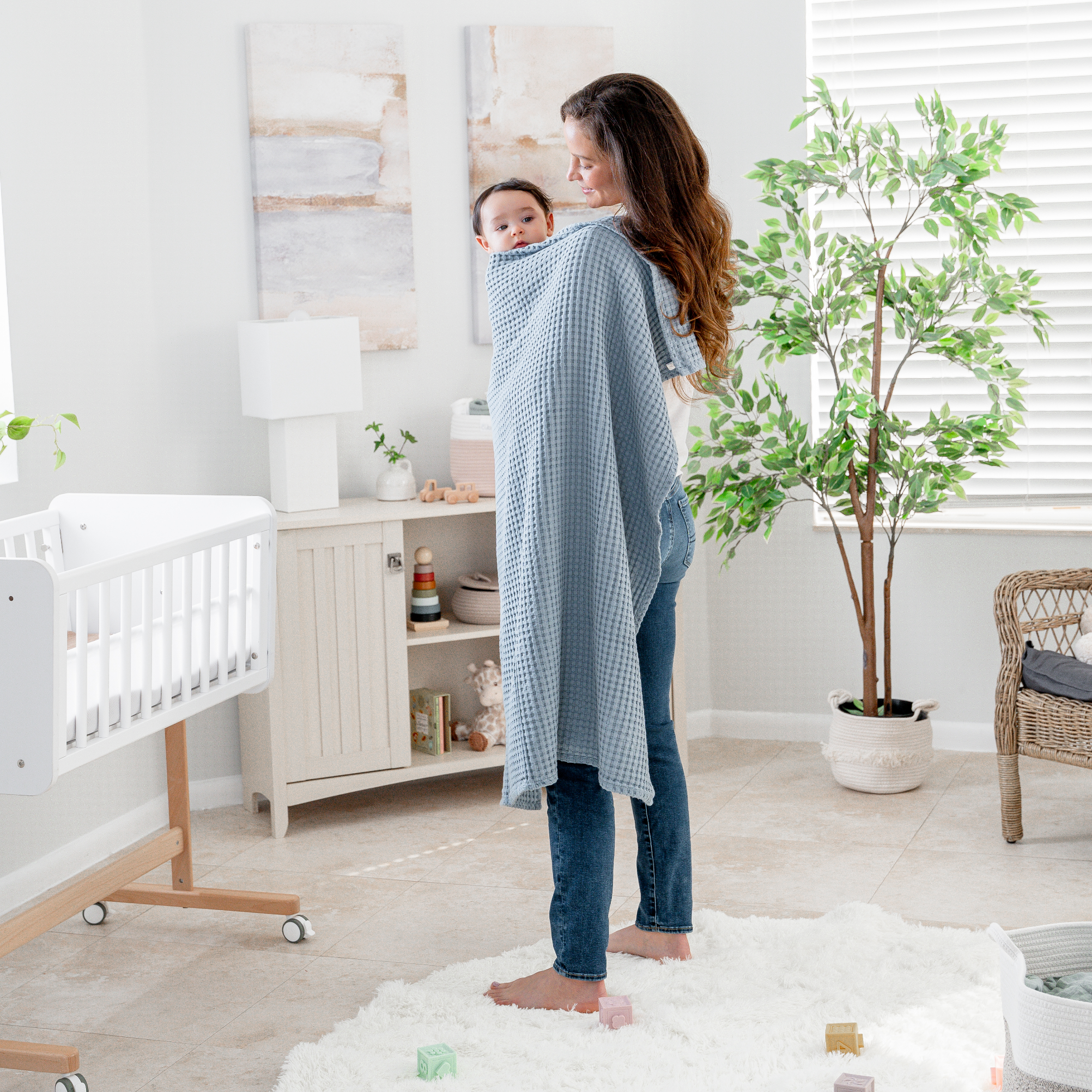 Waffle Baby Blanket, 40" x 40" Swaddle Blanket by Comfy Cubs