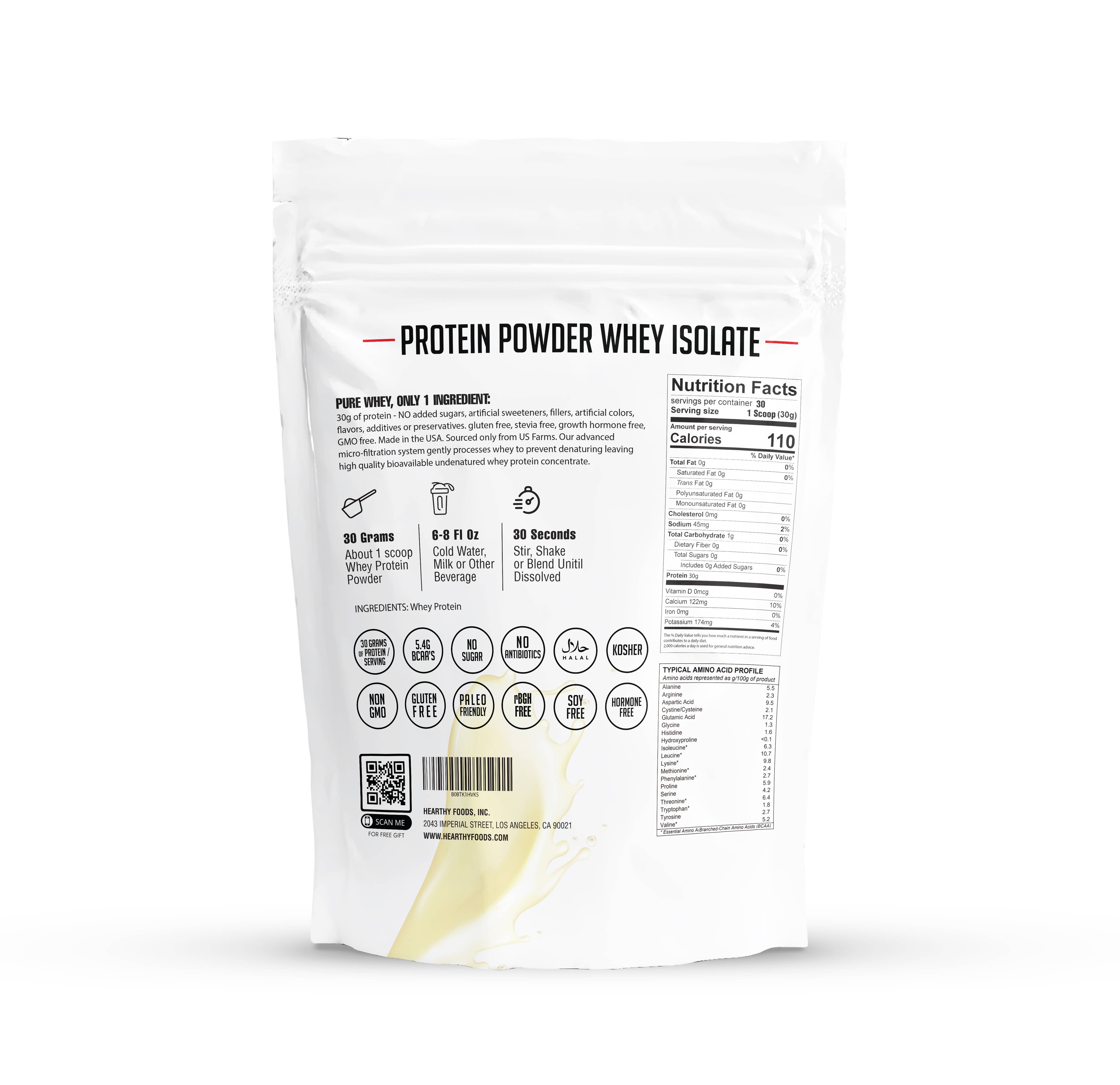 Whey Protein Powder Isolate Unsweetened No Carbs and No Fat