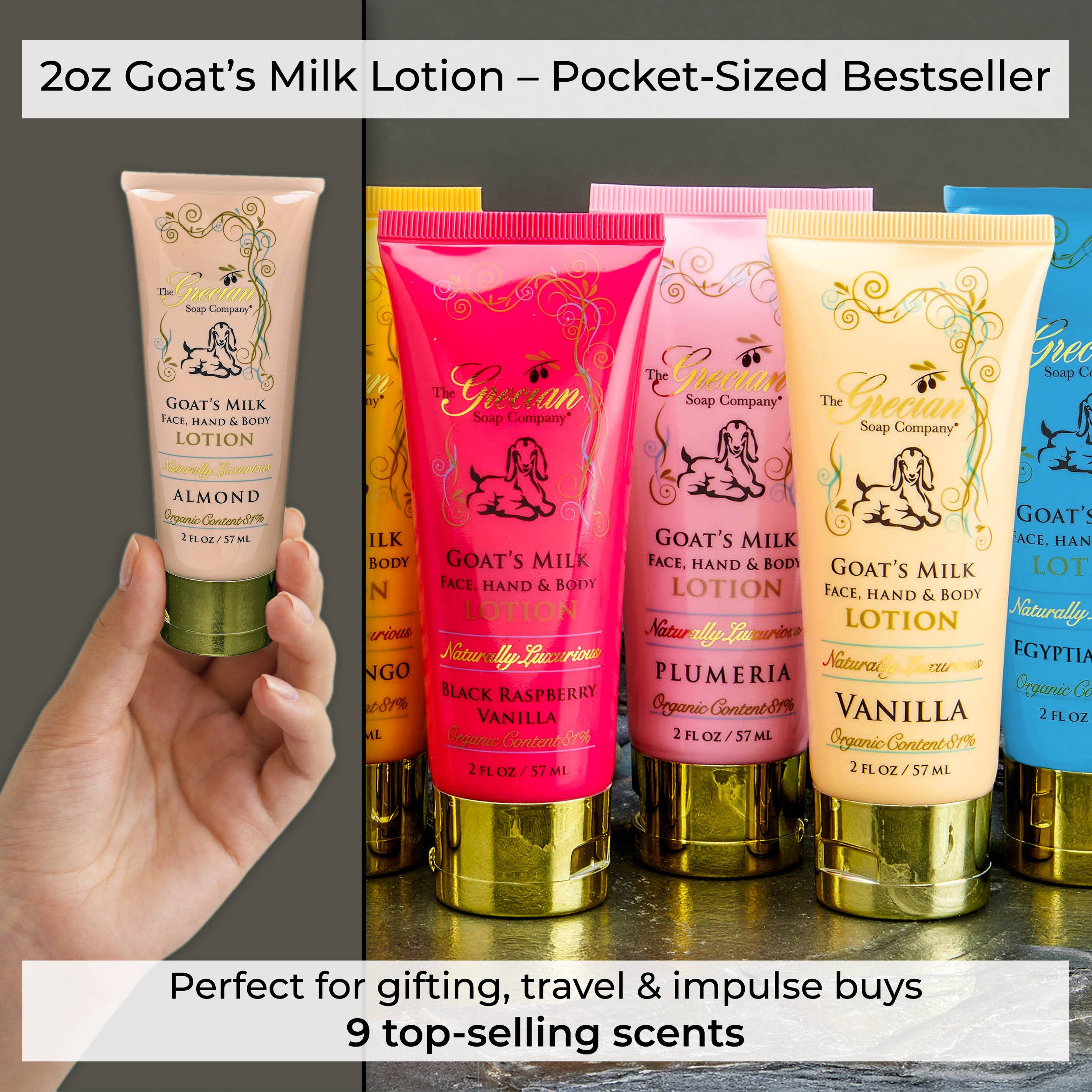 Organic Beauty Hydrating Goat Milk Lotion Tubes 2oz.