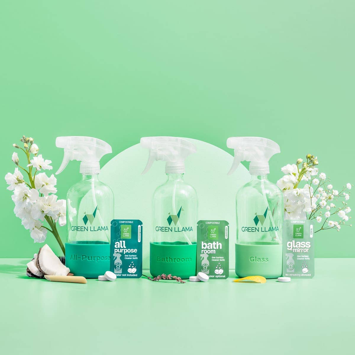 Green Llama Home Cleaning Kit - All-Purpose | Glass | Bath