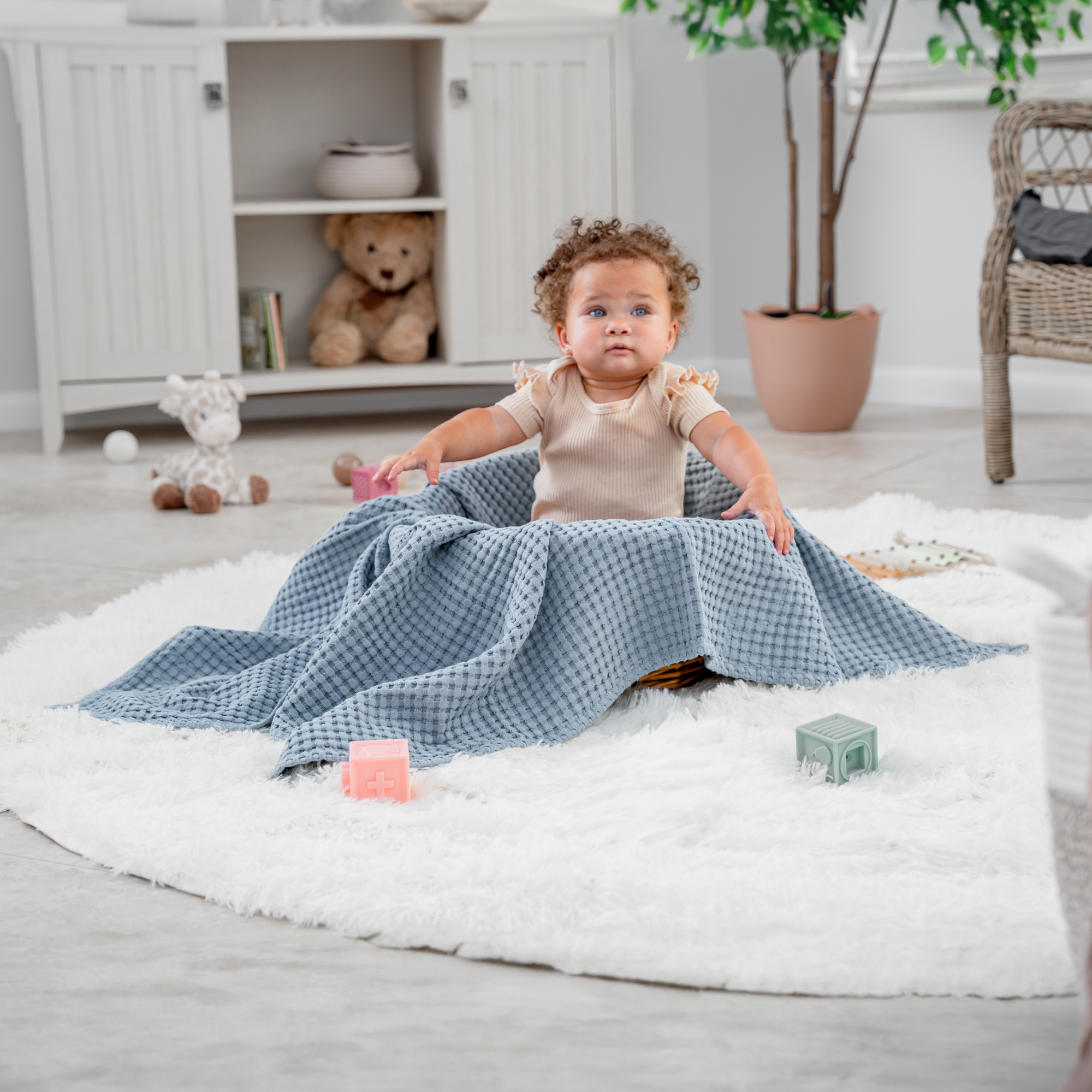 Waffle Baby Blanket, 40" x 40" Swaddle Blanket by Comfy Cubs