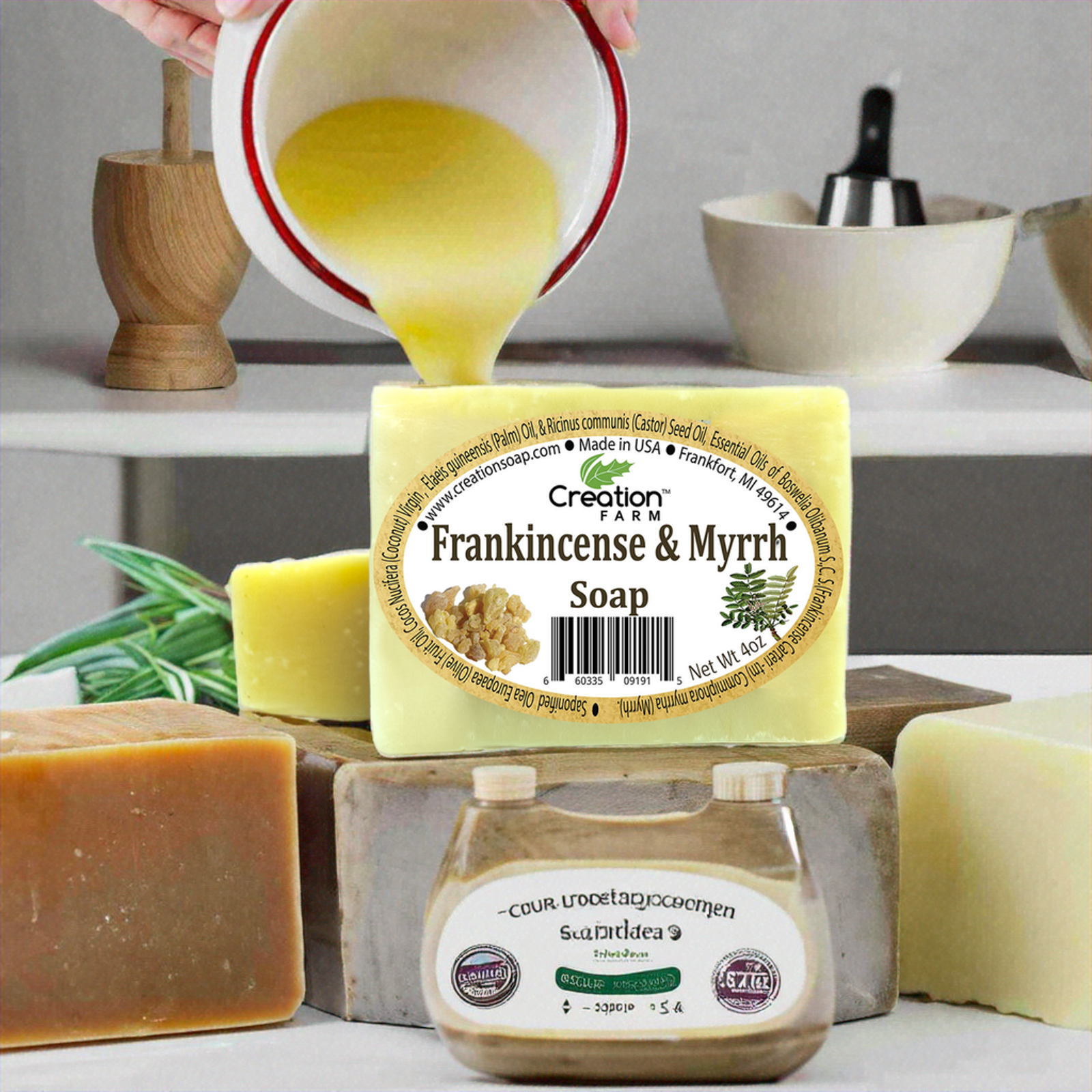 Creation Farm Frankincense & Myrrh Soap 2 Pack of 4 oz Bars,