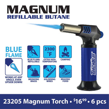 Torch Blue Refillable Magnum Large Tank Torch Lighter- 6/Pk