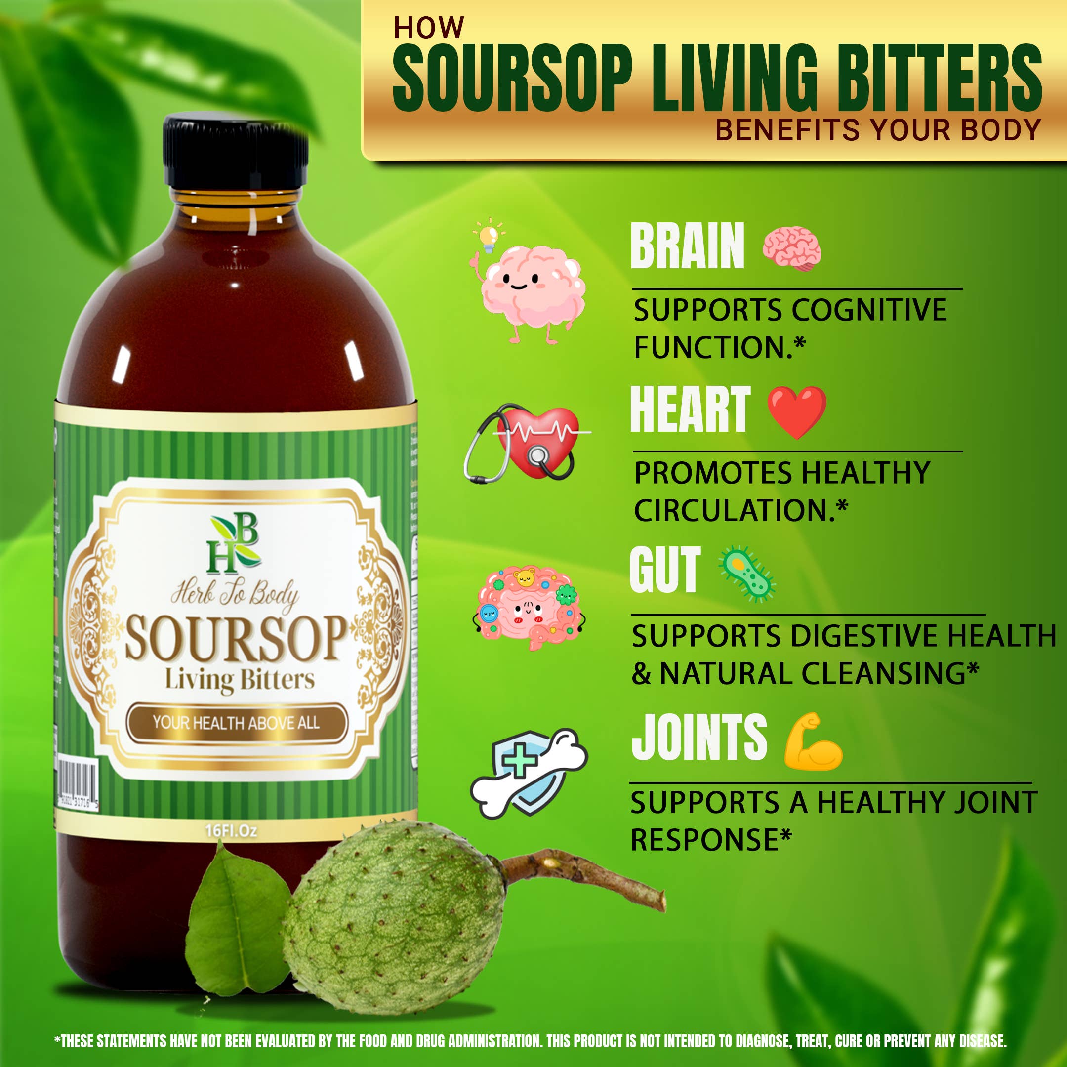 Soursop Living Bitter Oral Supplement 16oz