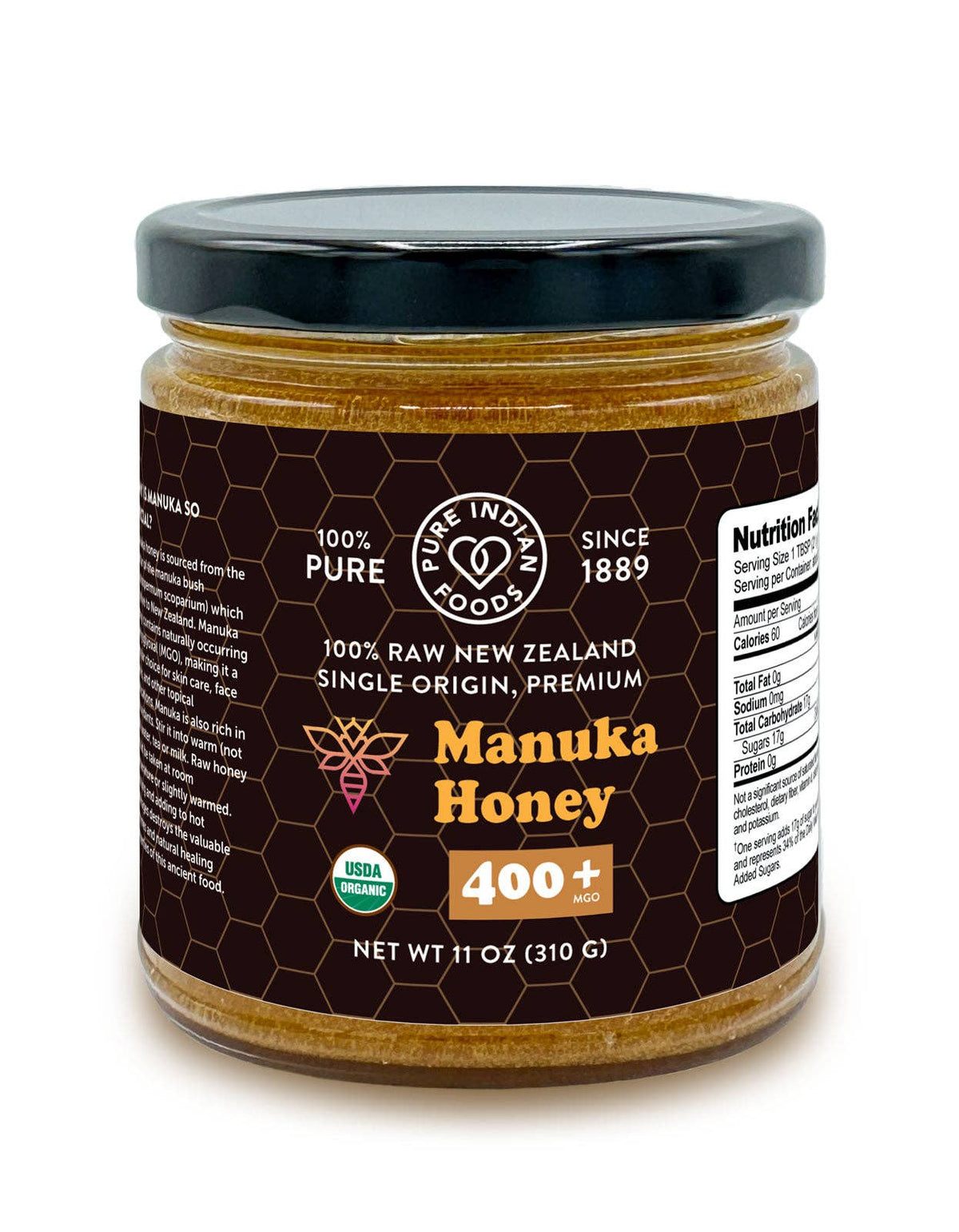 Manuka Honey, Certified Organic, 400+ MGO - Black Label