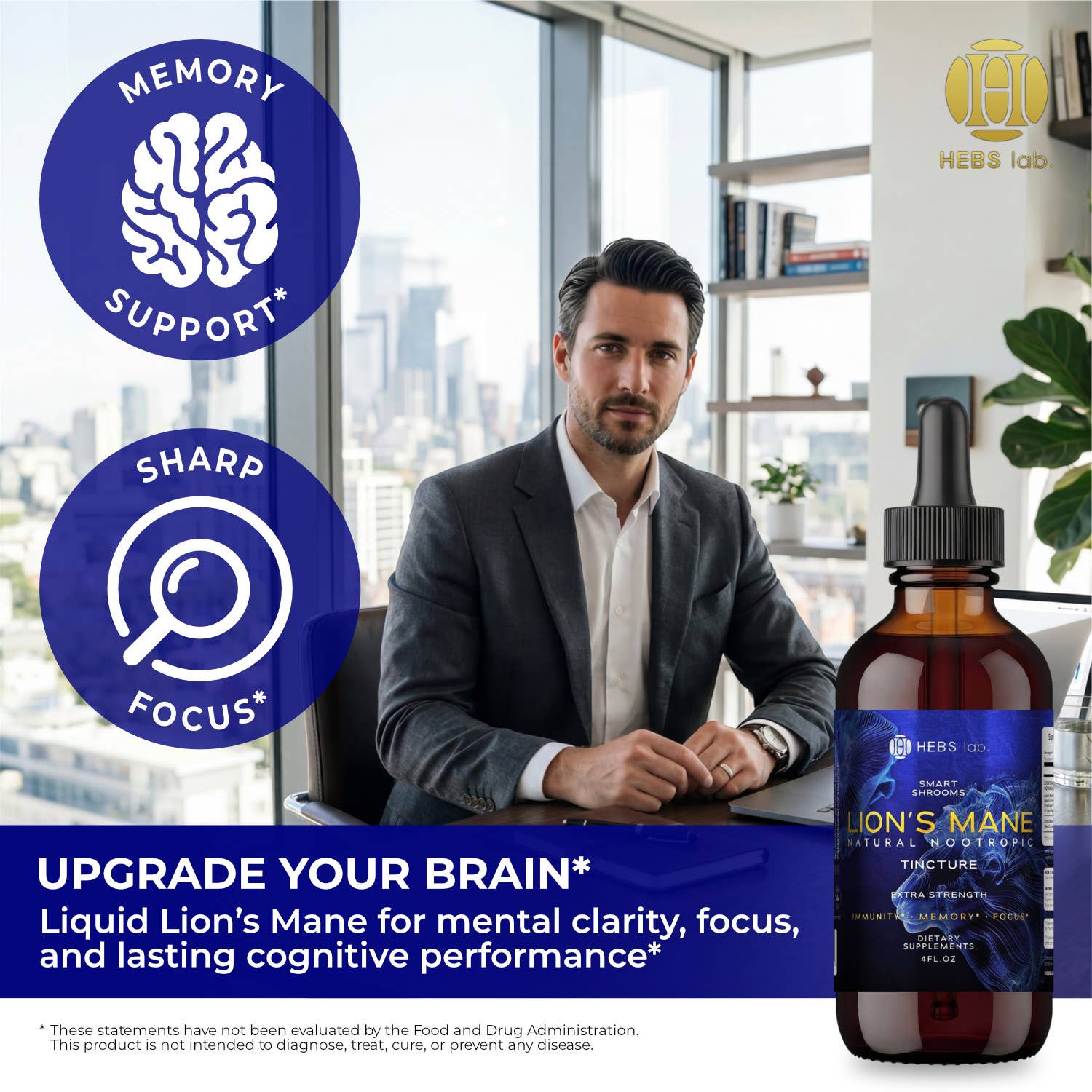 Lion’s Mane Mushroom Tincture – Brain & Focus Support – 4 oz