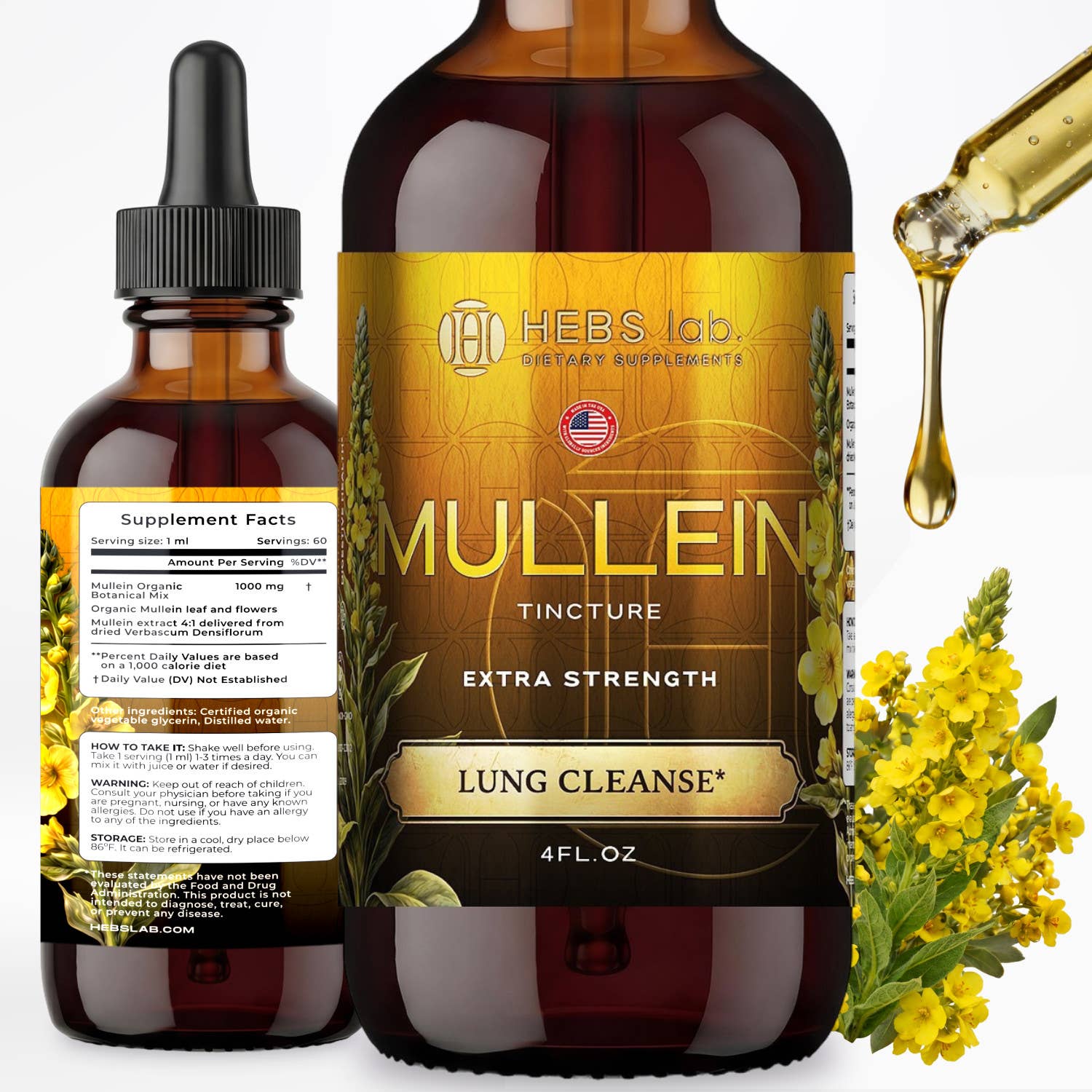 Mullein Leaf Liquid Extract - Lung & Respiratory Support 