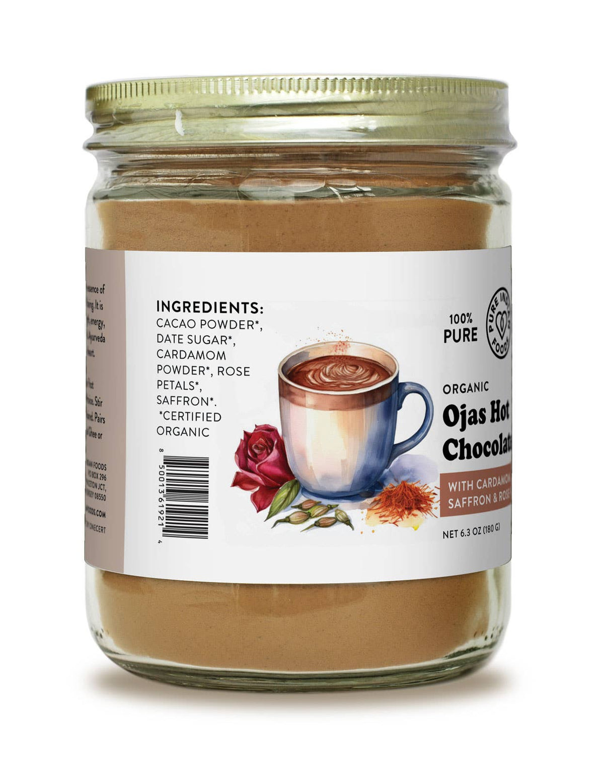 Ojas Hot Chocolate with Cardamom, Saffron, & Rose, Organic