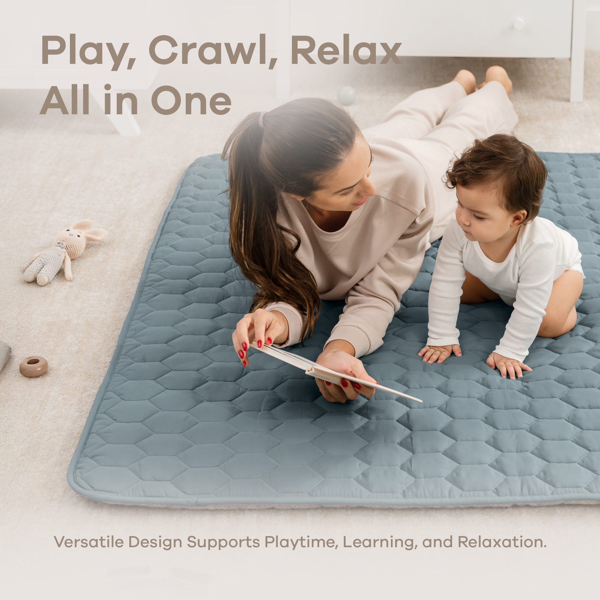 Premium Play Mat, Quilted Baby Mat for Floor by Comfy Cubs