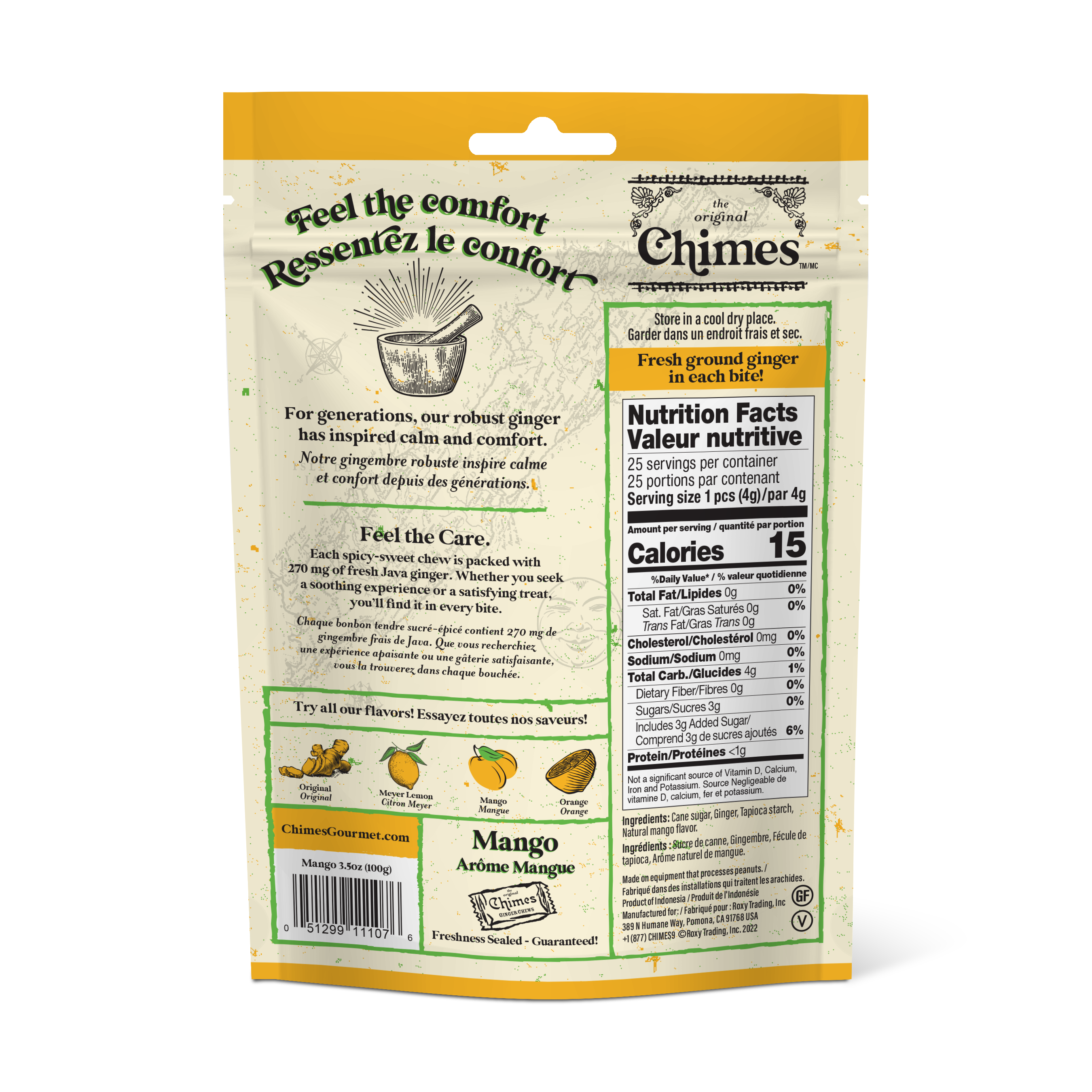 Chimes Mango Ginger Chews Candy - 3.5 oz Bag