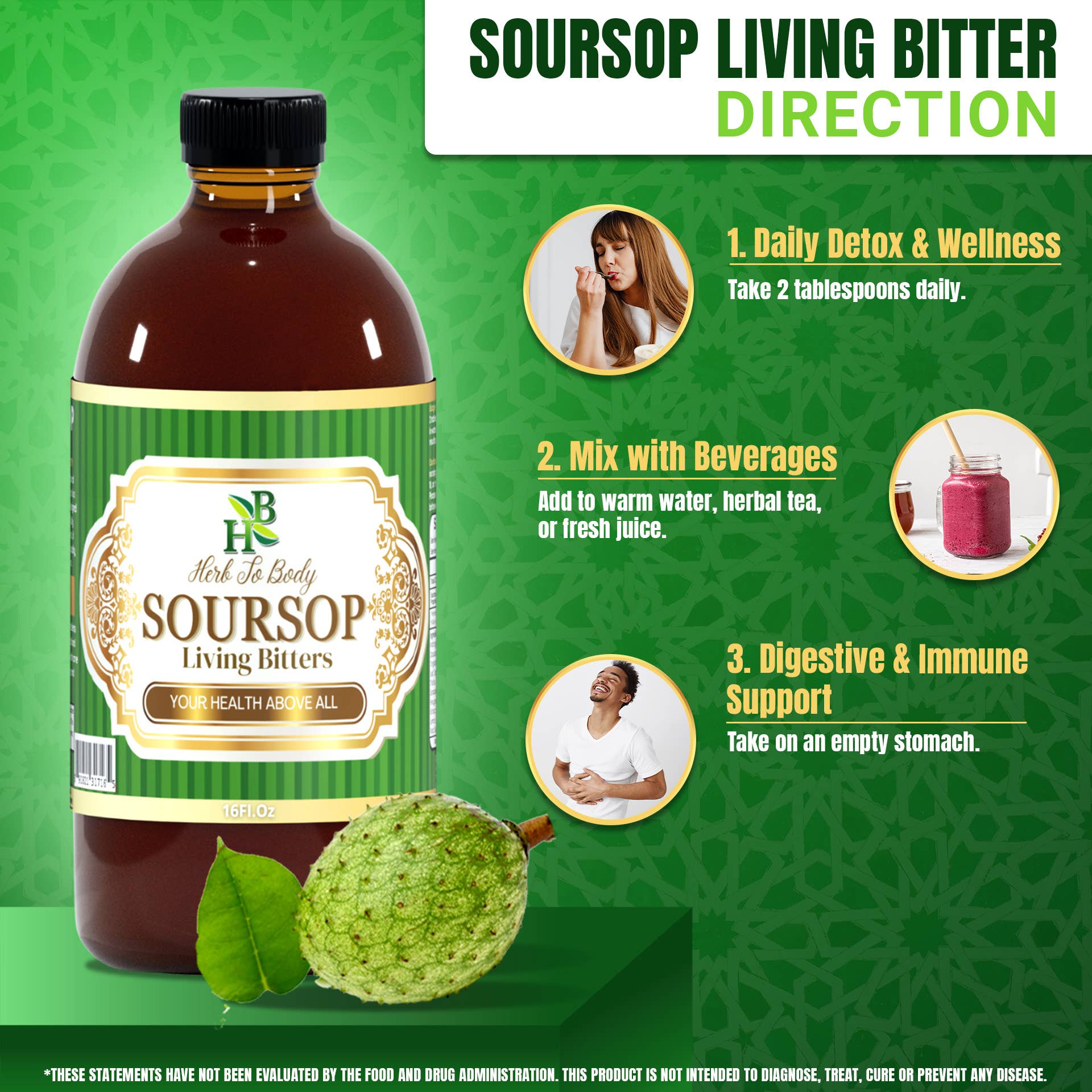 Soursop Living Bitter Oral Supplement 16oz