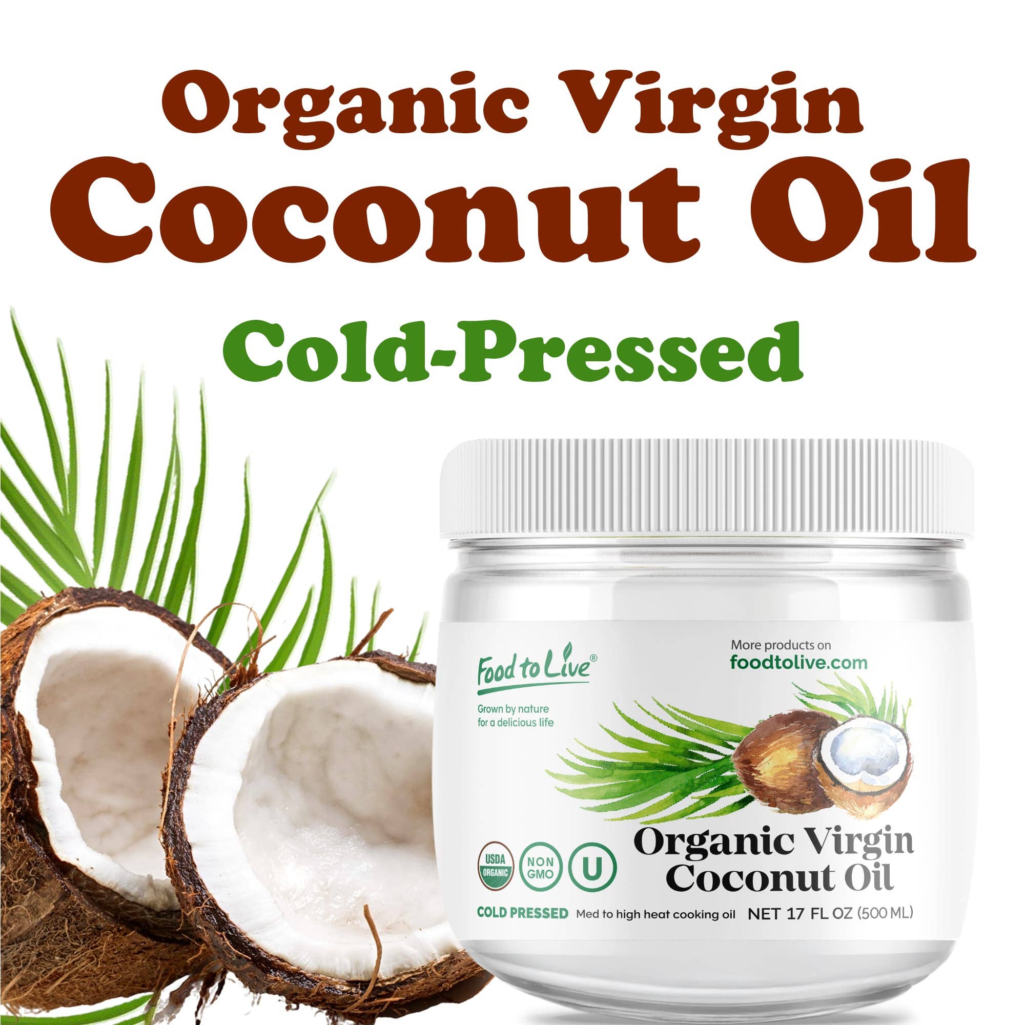 Organic Virgin Coconut Oil, 17 fl oz (500 ml) - Pack of 12