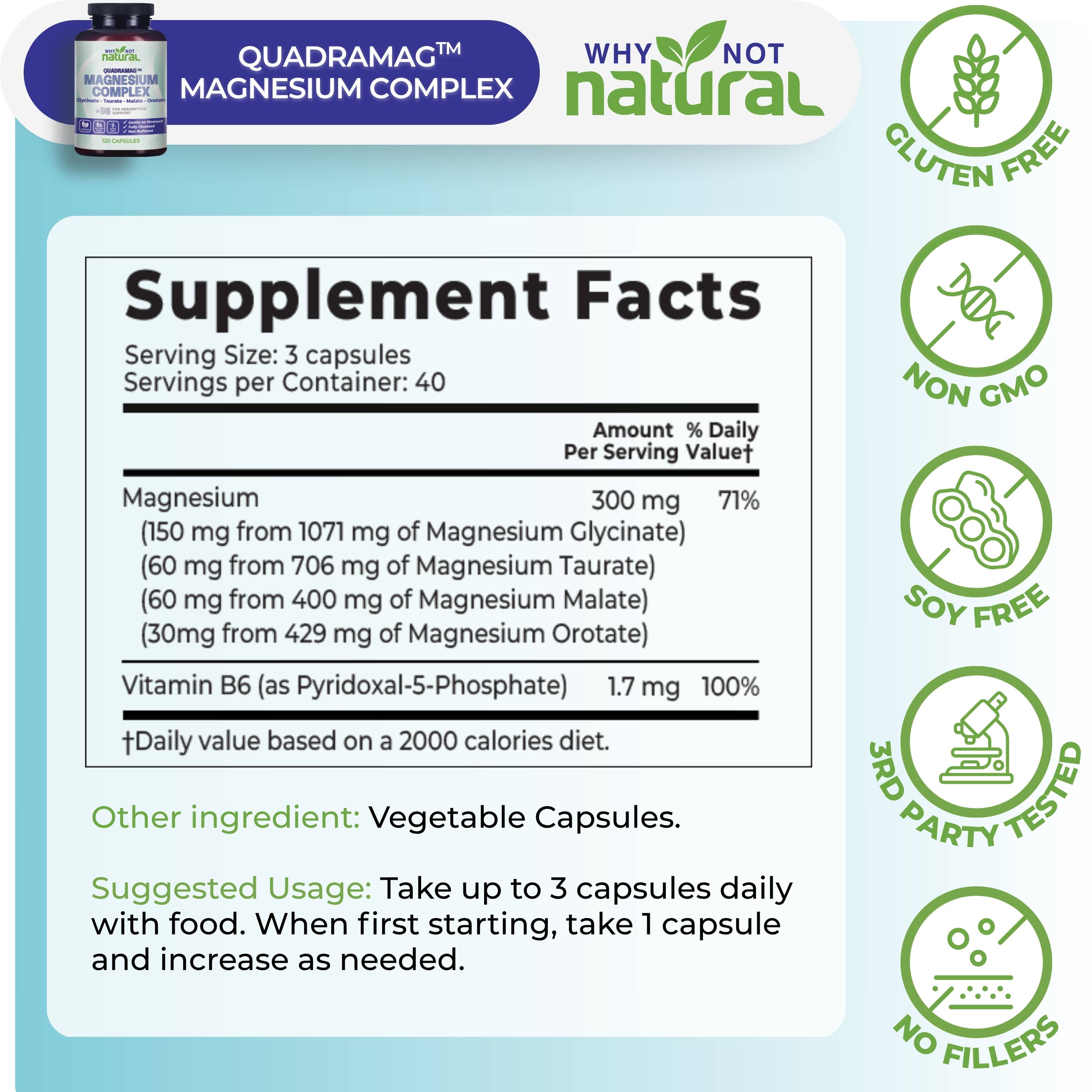 4-in-1 Magnesium Complex Supplement 300 mg per serving