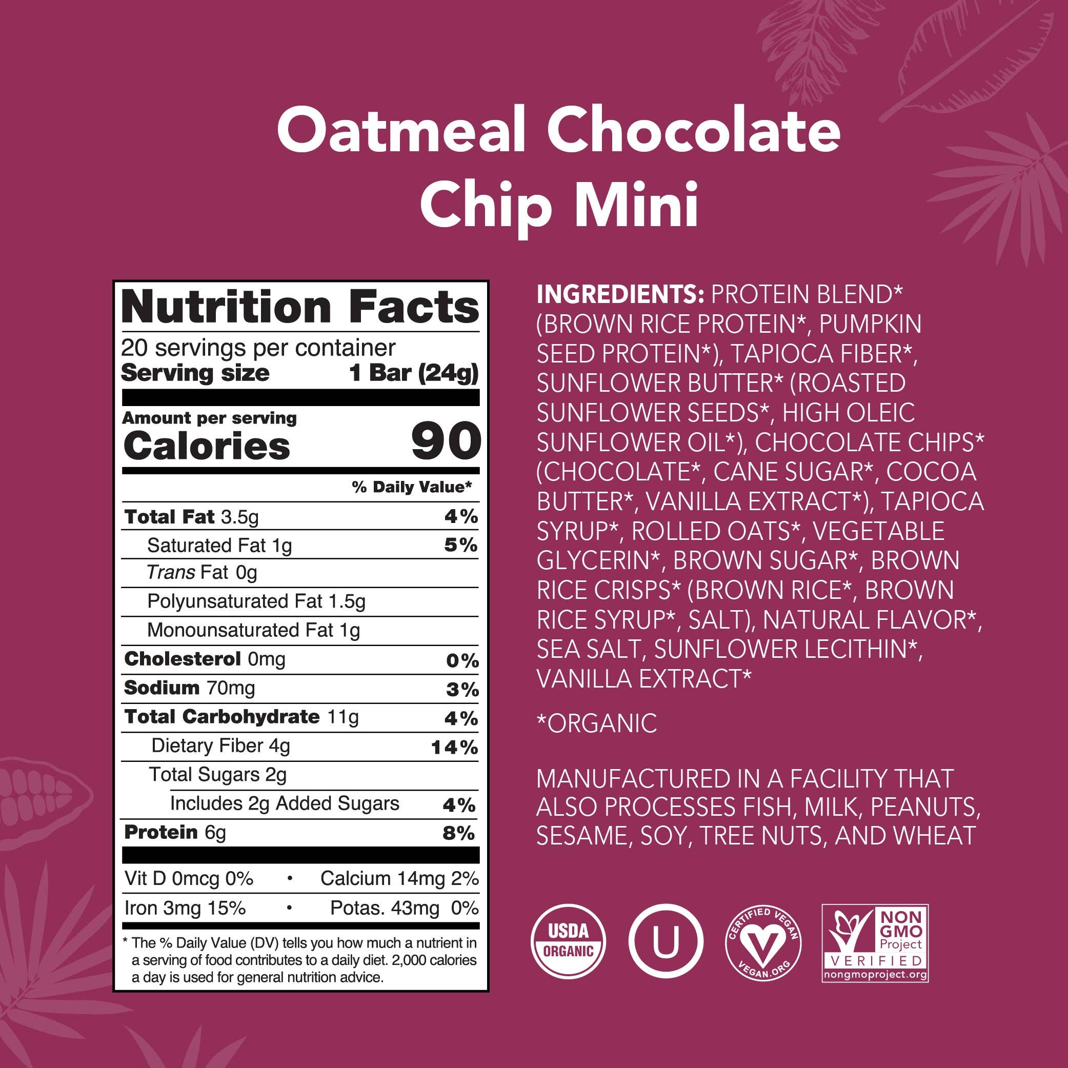 Mini Bars - Oatmeal Chocolate Chip