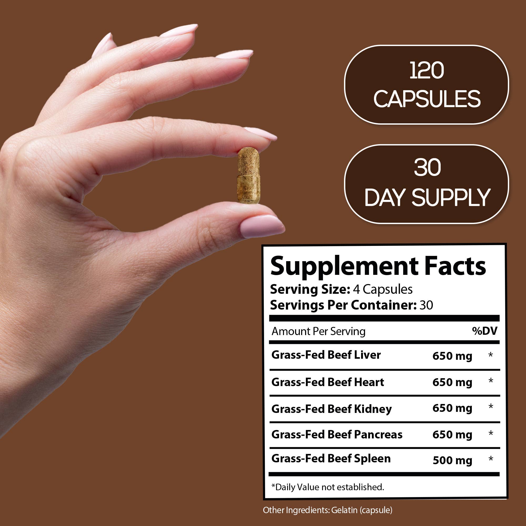 Grass Fed Beef Liver Capsules 3100mg Organ Meat Supplement