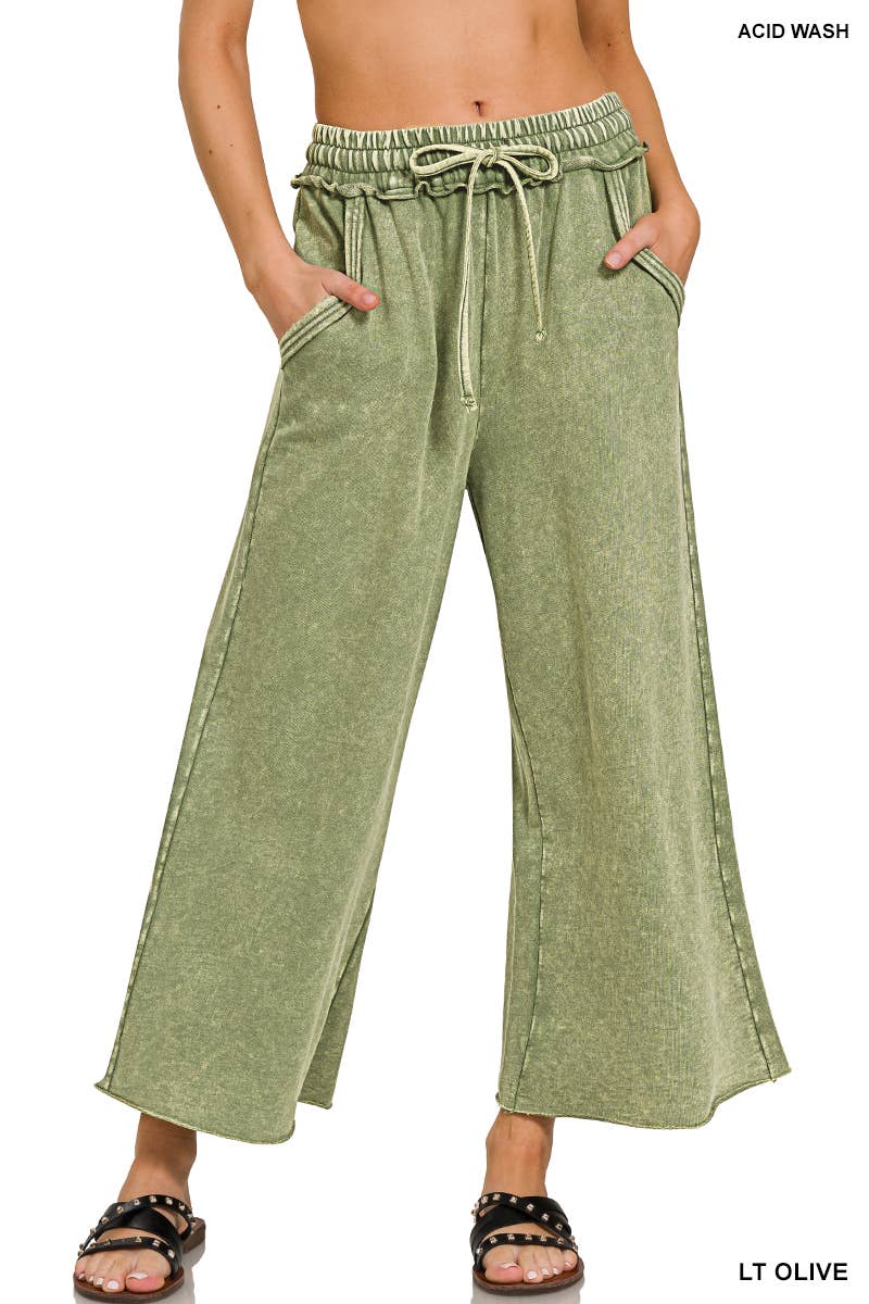 ",._ WASHED FRENCH TERRY PALAZZO WITH POCKETS