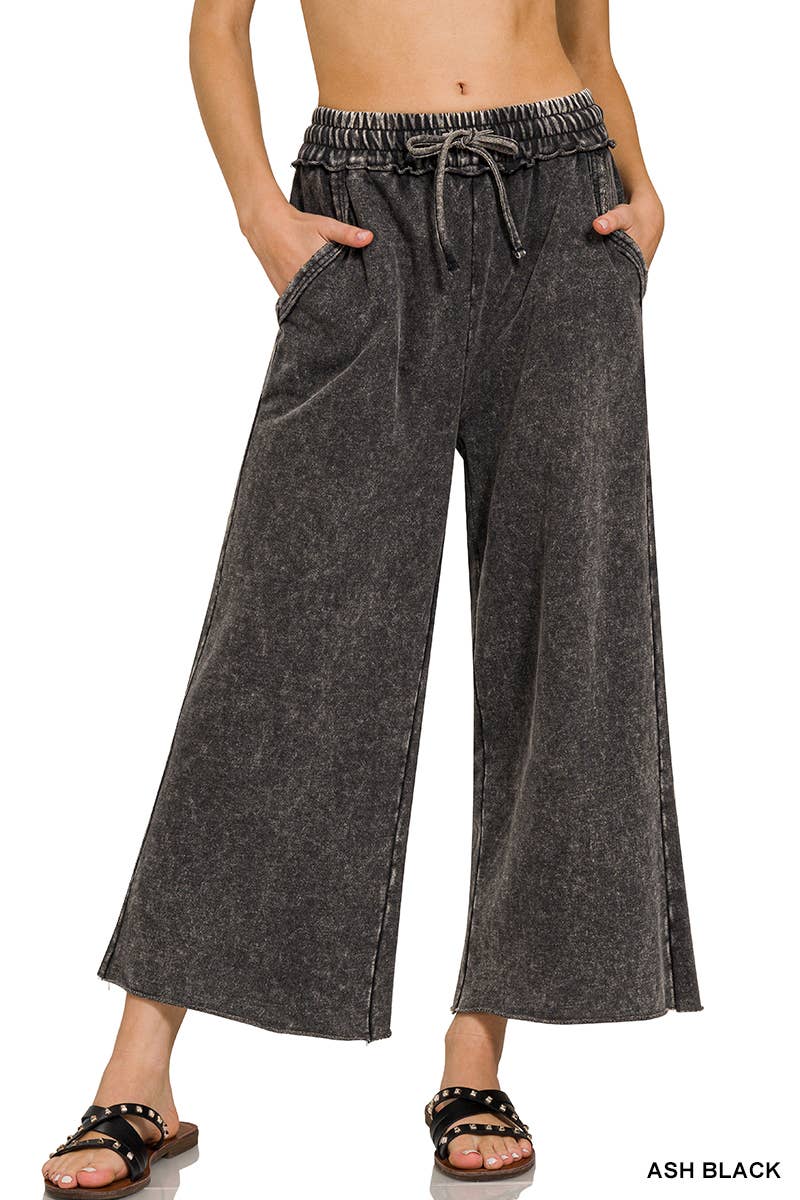 ",._ WASHED FRENCH TERRY PALAZZO WITH POCKETS