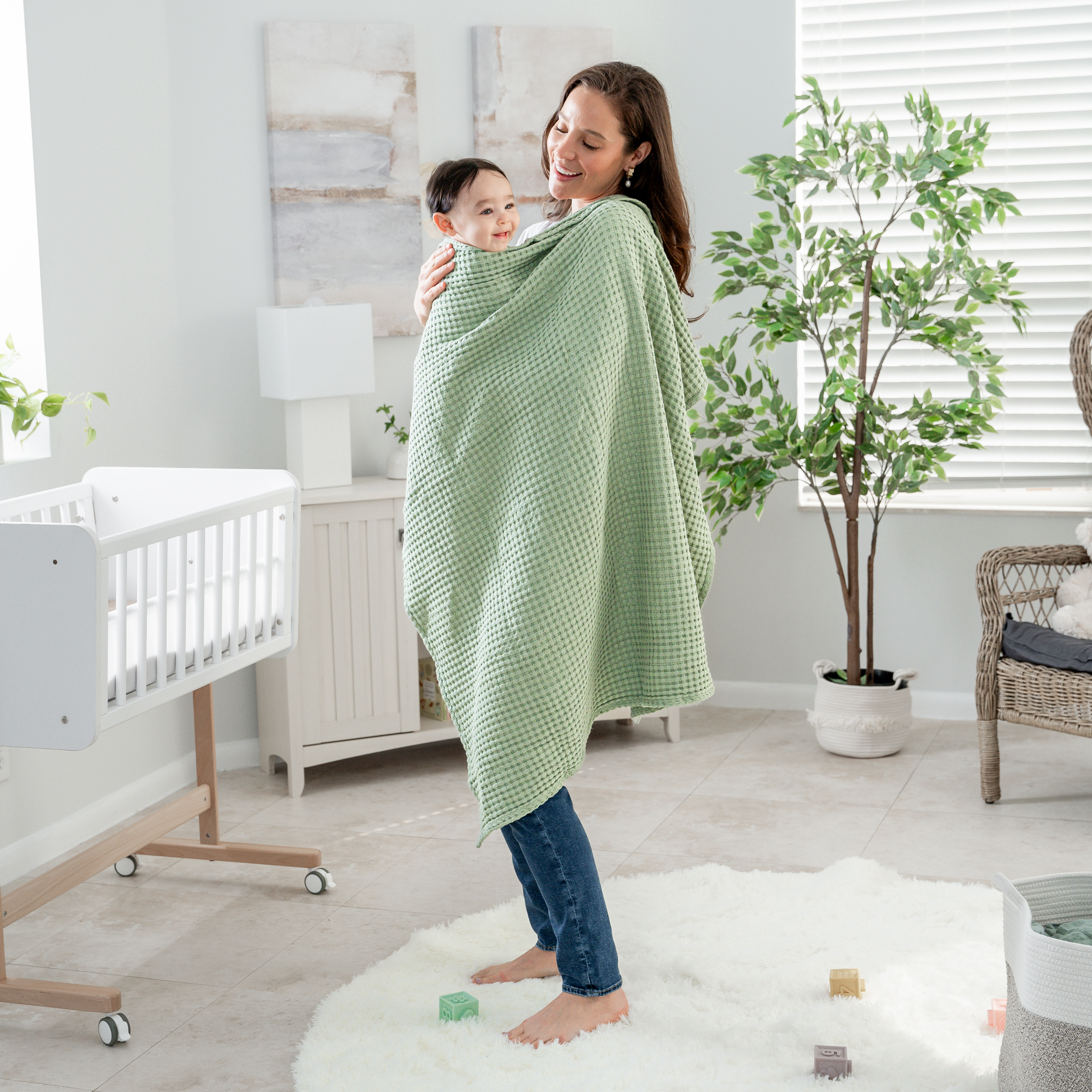 Waffle Baby Blanket, 40" x 40" Swaddle Blanket by Comfy Cubs