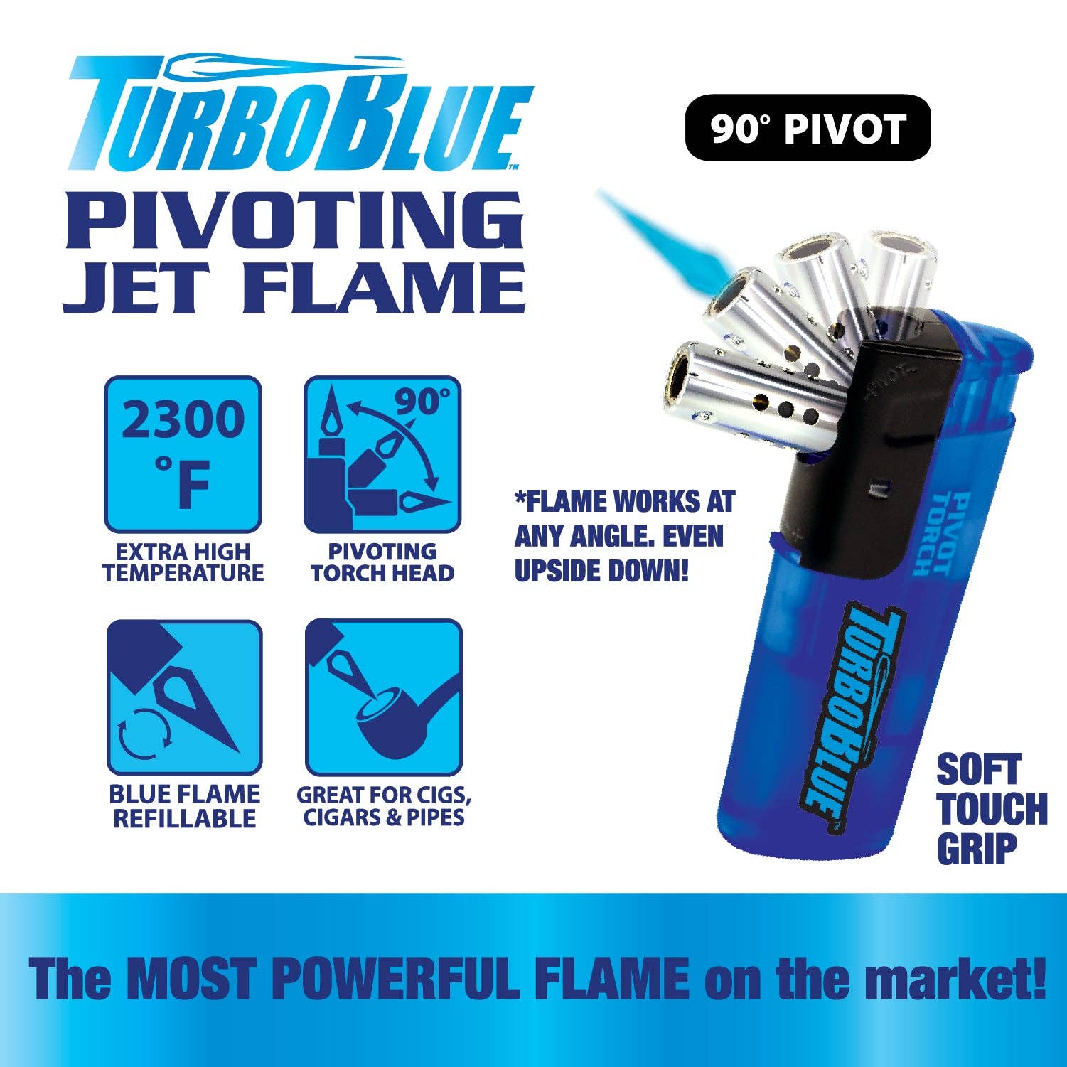 Torch Blue Pivot Refillable Jet Flame Lighter