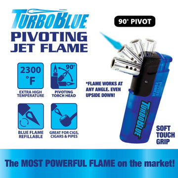 Torch Blue Pivot Refillable Jet Flame Lighter